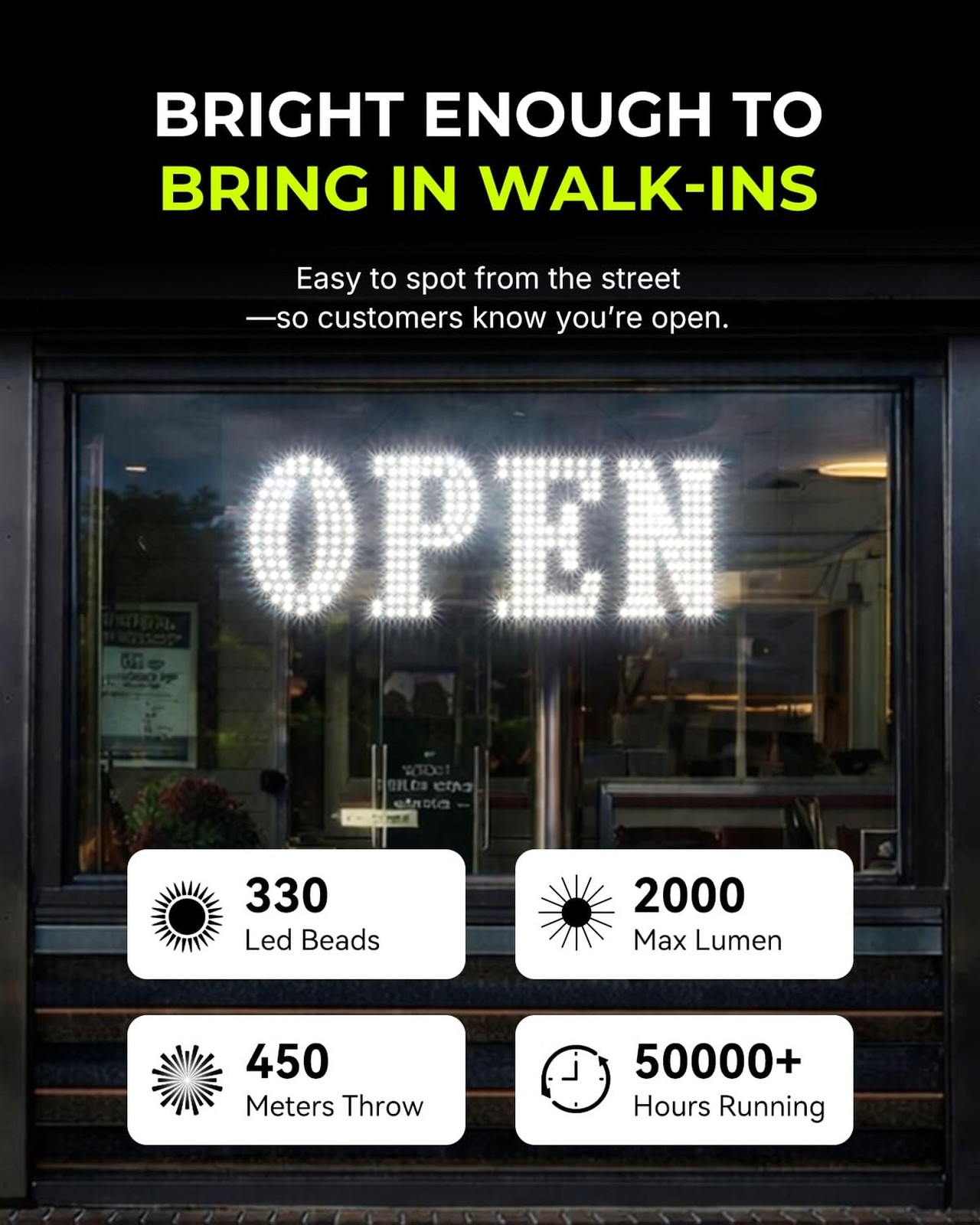 30″x10″ Large LED Open Signs for Business Super Bright Unique Design White Op…