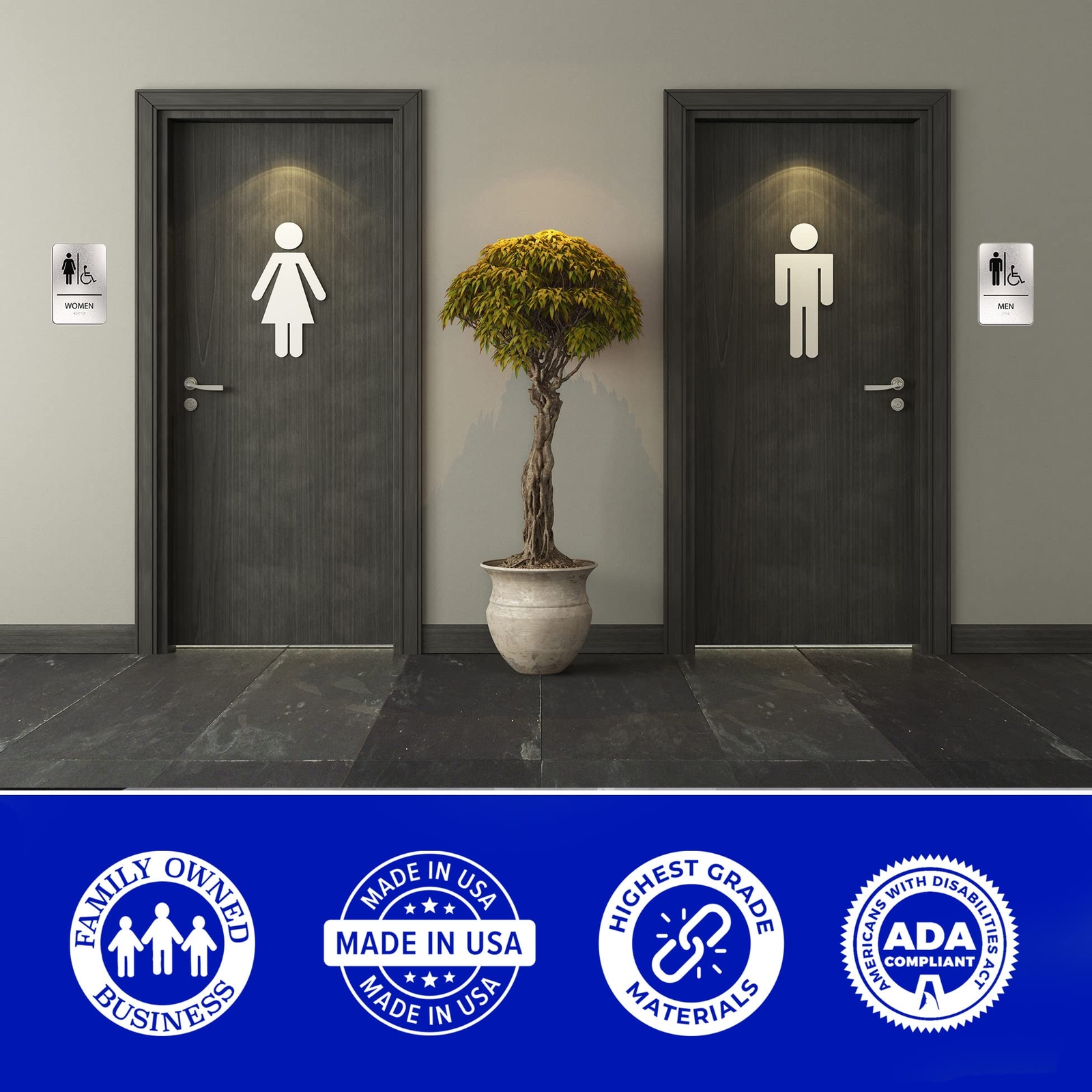 ADA Mens Bathroom Sign | 6×9 inches Men’s WheelChair Restroom Signs for Busin…