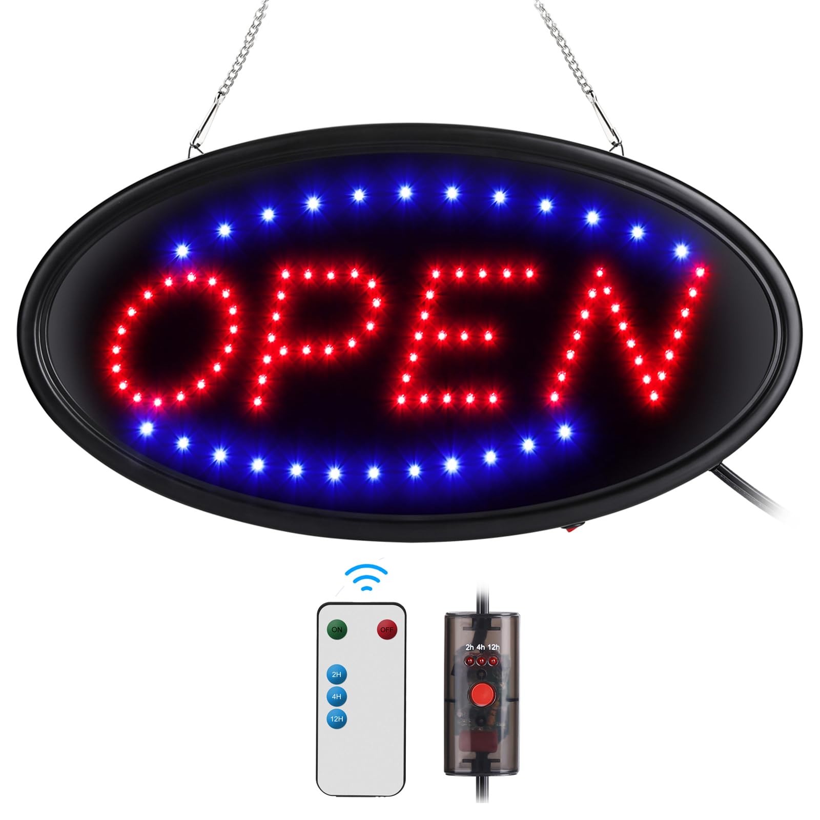 FITNATE LED Open Sign with Remote, Ultra 19×10″ Oval, sign remote
