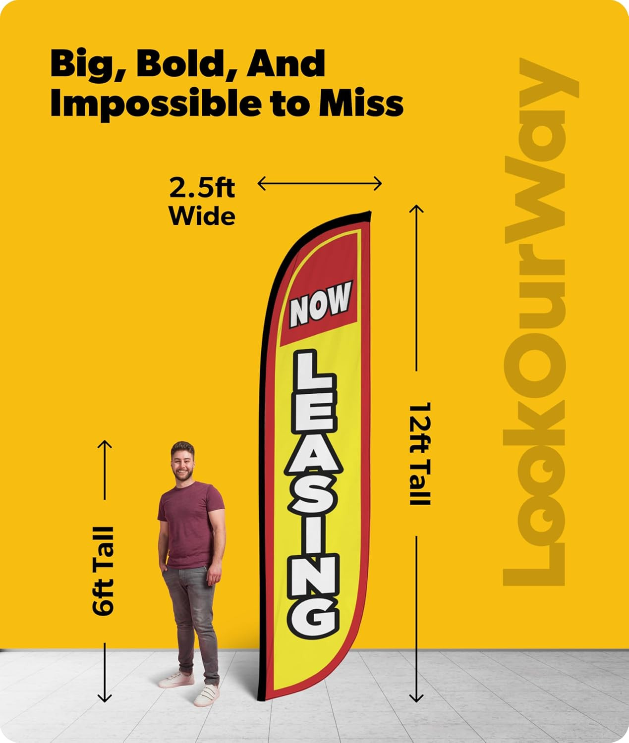 Feather Flag Banner – 12 Feet Tall Advertising Flags for outside Business and Ev