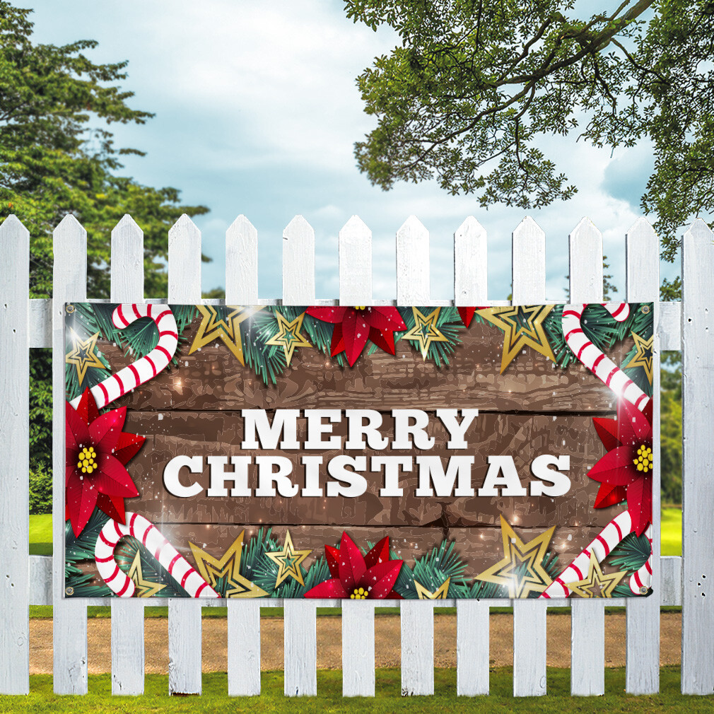 Vinyl Banner Multiple Sizes Merry Christmas Business B Holidays and Occasions
