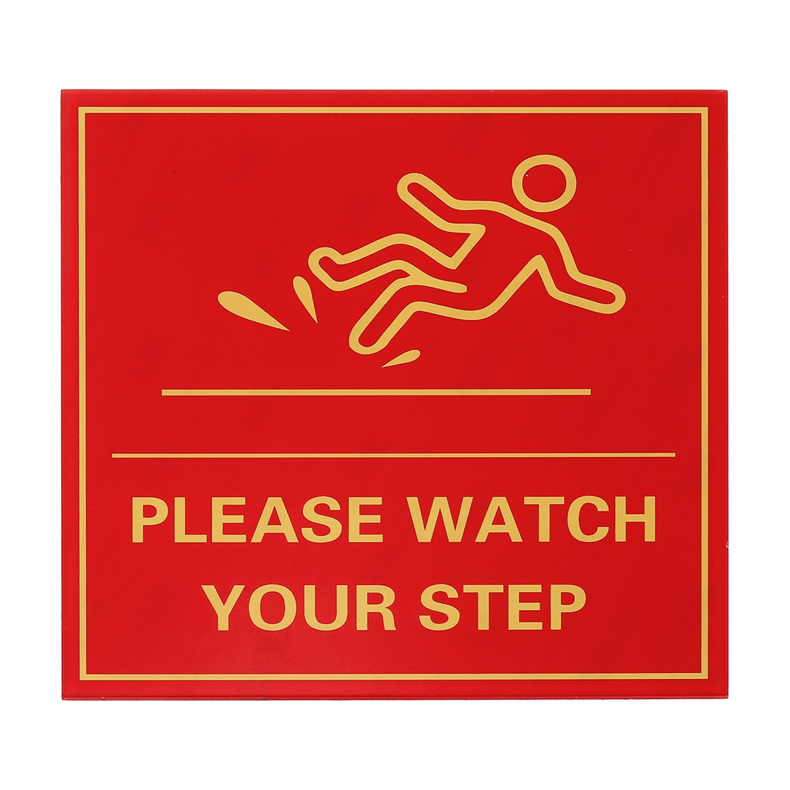 4″ x 4″ Please Watch Your Step Sign, 1 Pcs Warning Sign, Red with Yellow Text