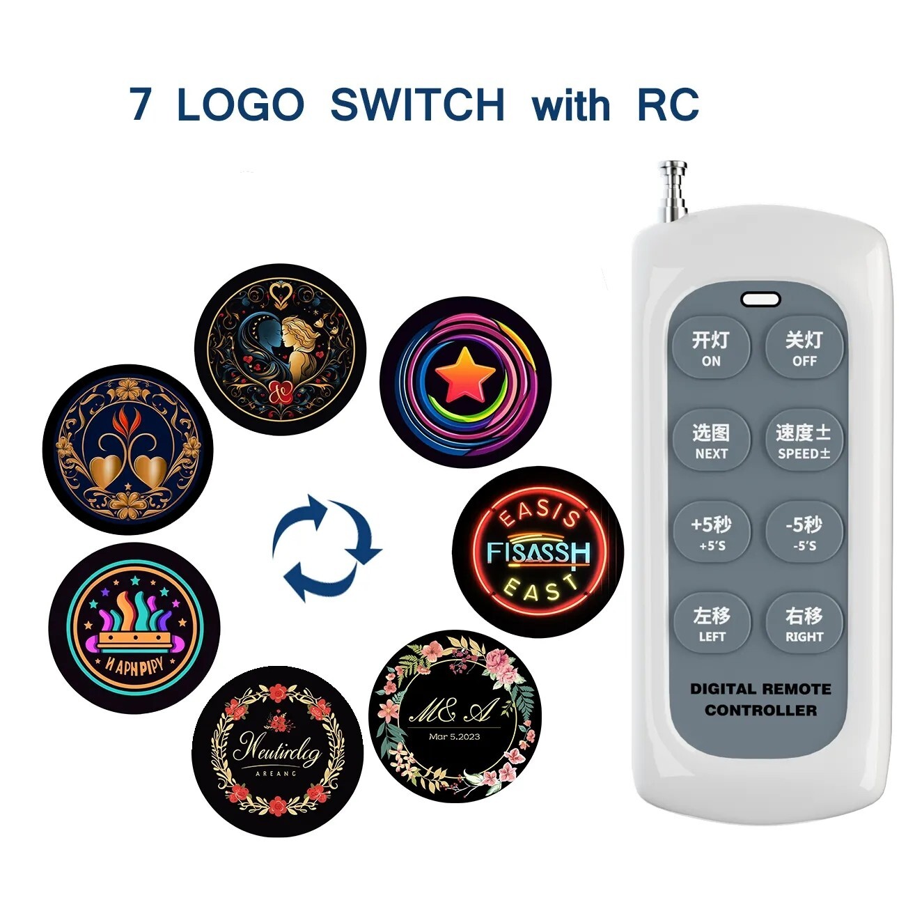 160W Custom 7 Logos Multi-picture LED GOBO Porjector Waterproof Switch Projector