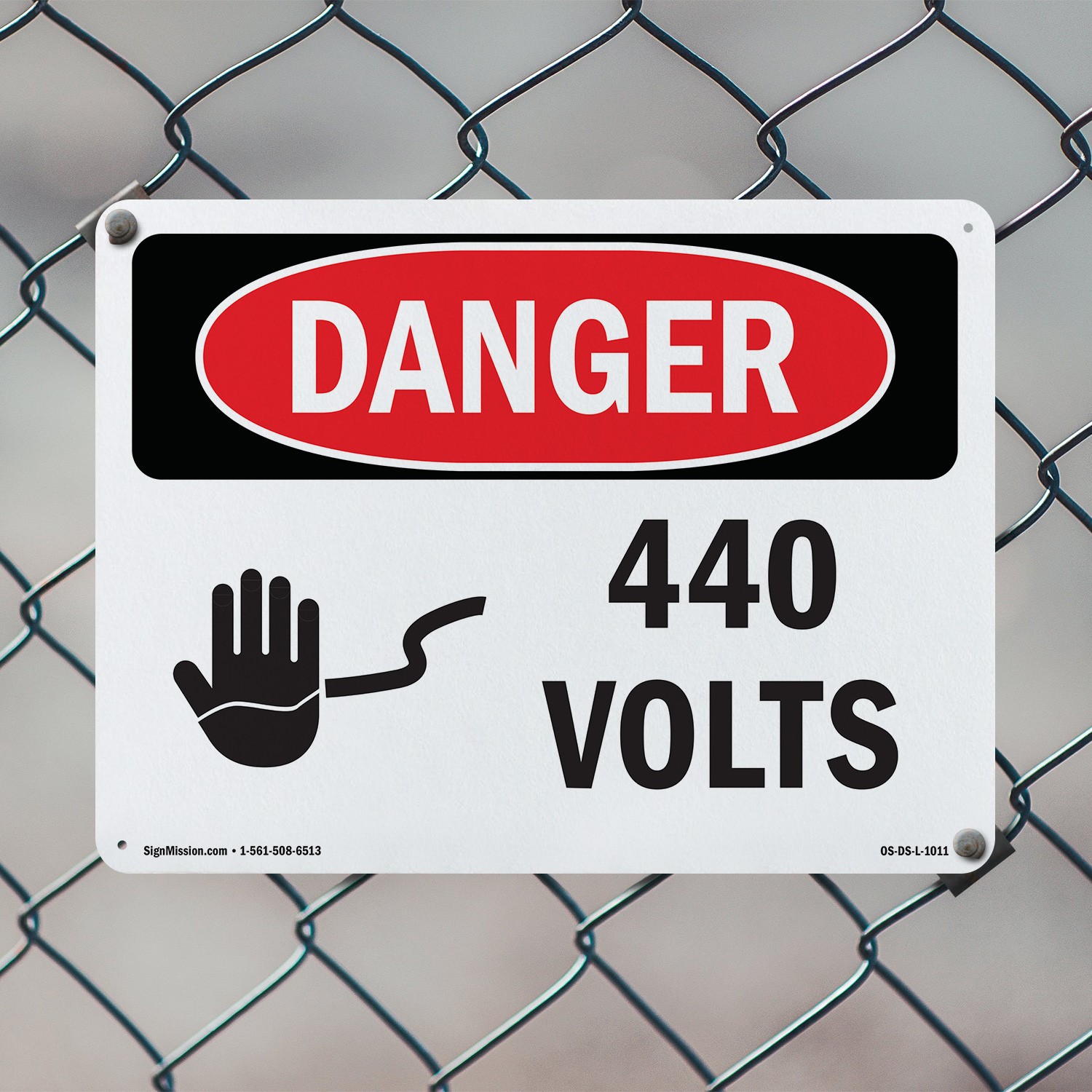 440 Volts OSHA Danger Sign Metal, Plastic, Or Decal – 5 or 10 Pack