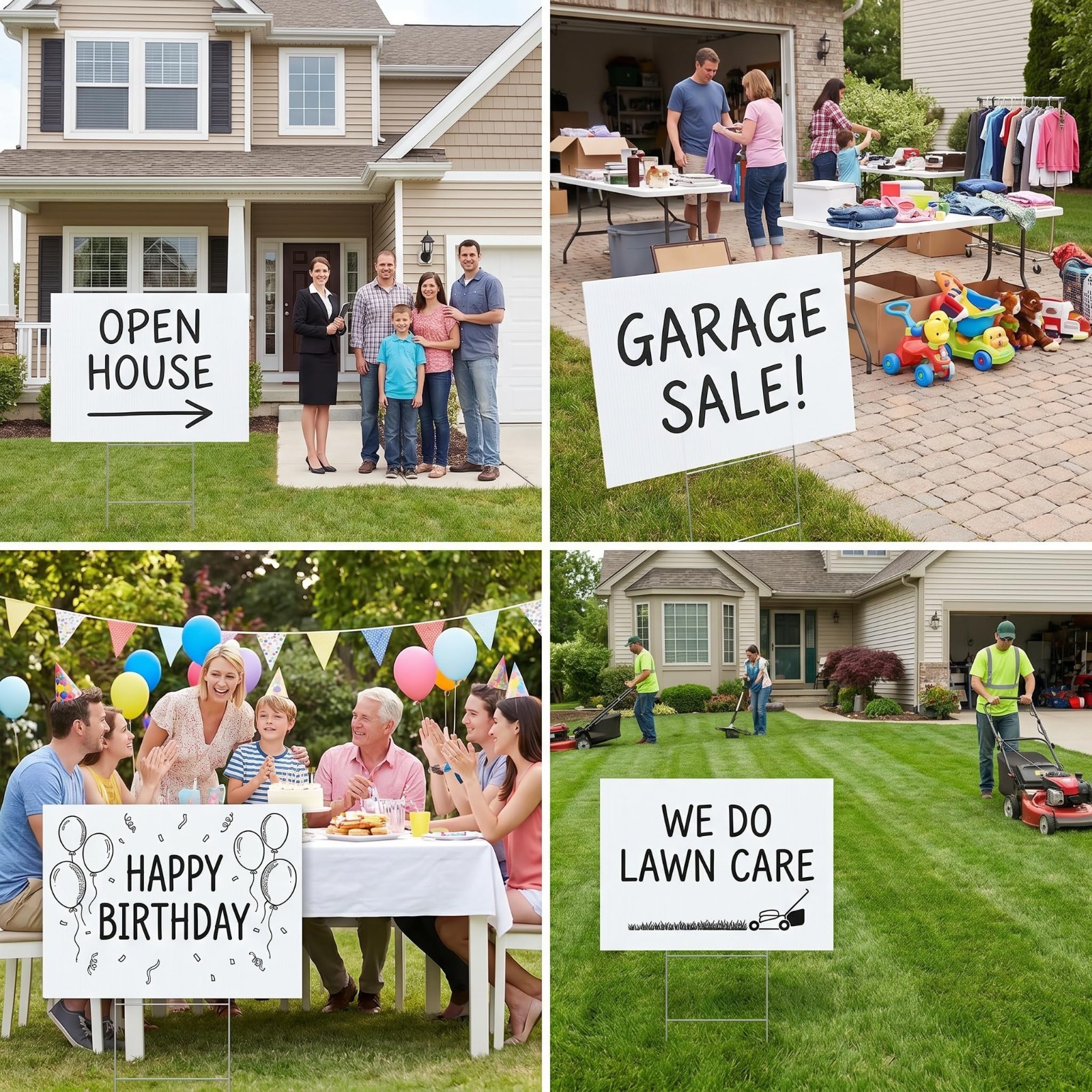 10 Pack Large Blank Yard Signs 24×36″ with Metal H-Stakes – Durable Corrugated P