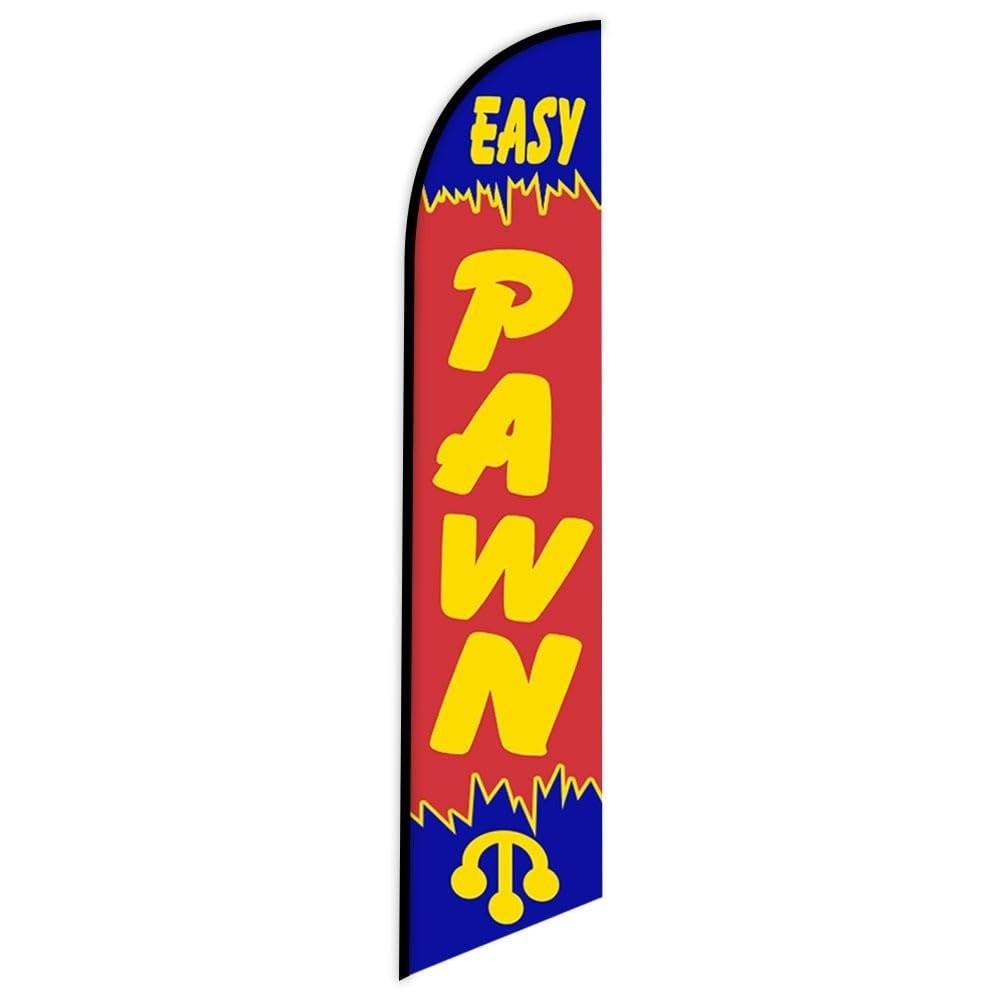 EASY PAWN Swooper Feather Flag with 15′ FT Pole Kit & Ground Spike – Outdoor…