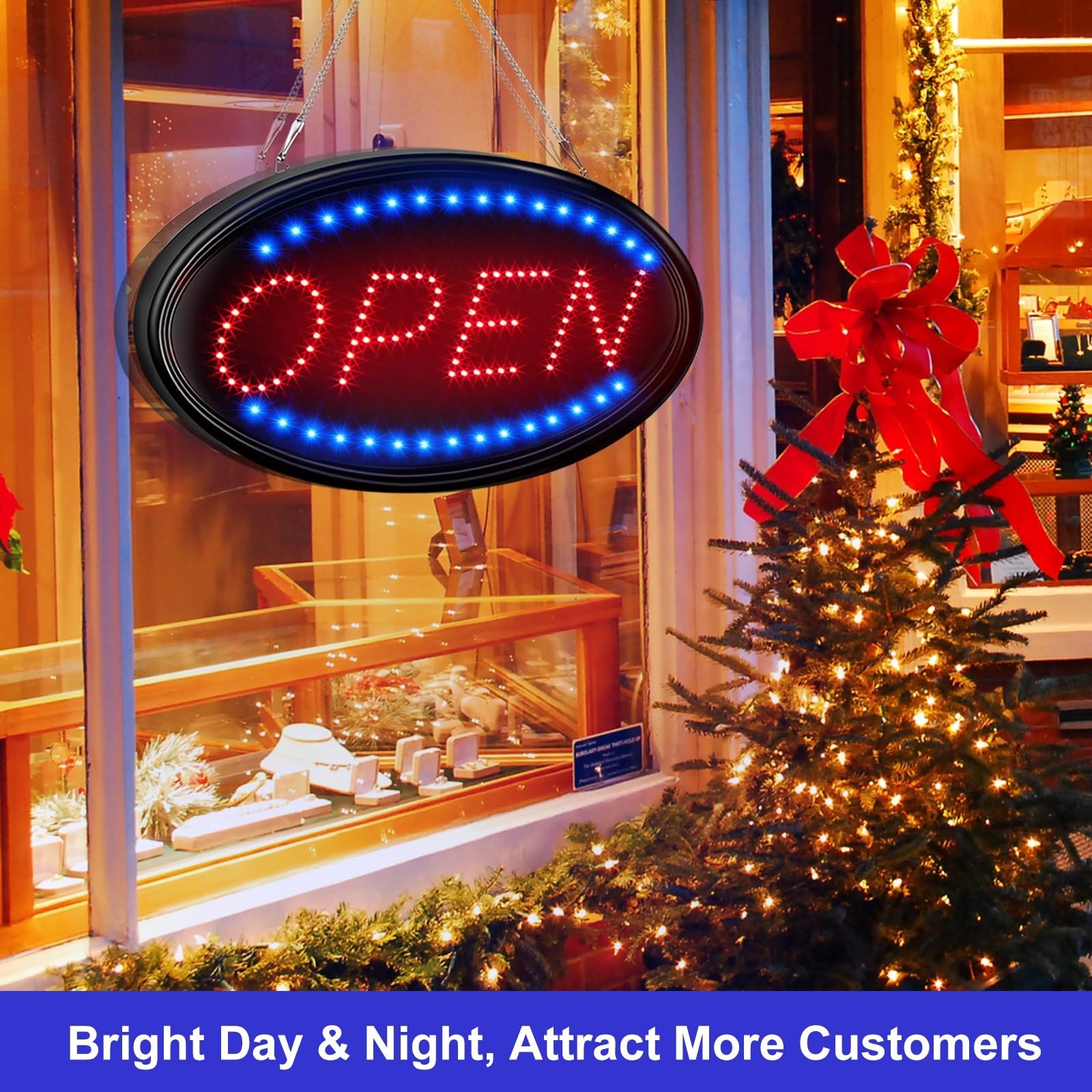 Large 23×14″ LED Open Sign with Remote – Flashing & Steady Light Modes for Busin
