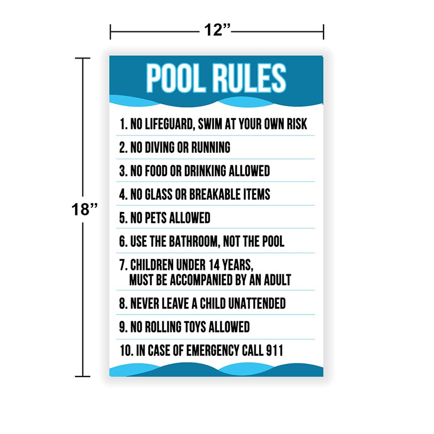 Pool Sign for Outside, Corrugated Plastic Safety Rules – 12″ x 18″, Rust Free…
