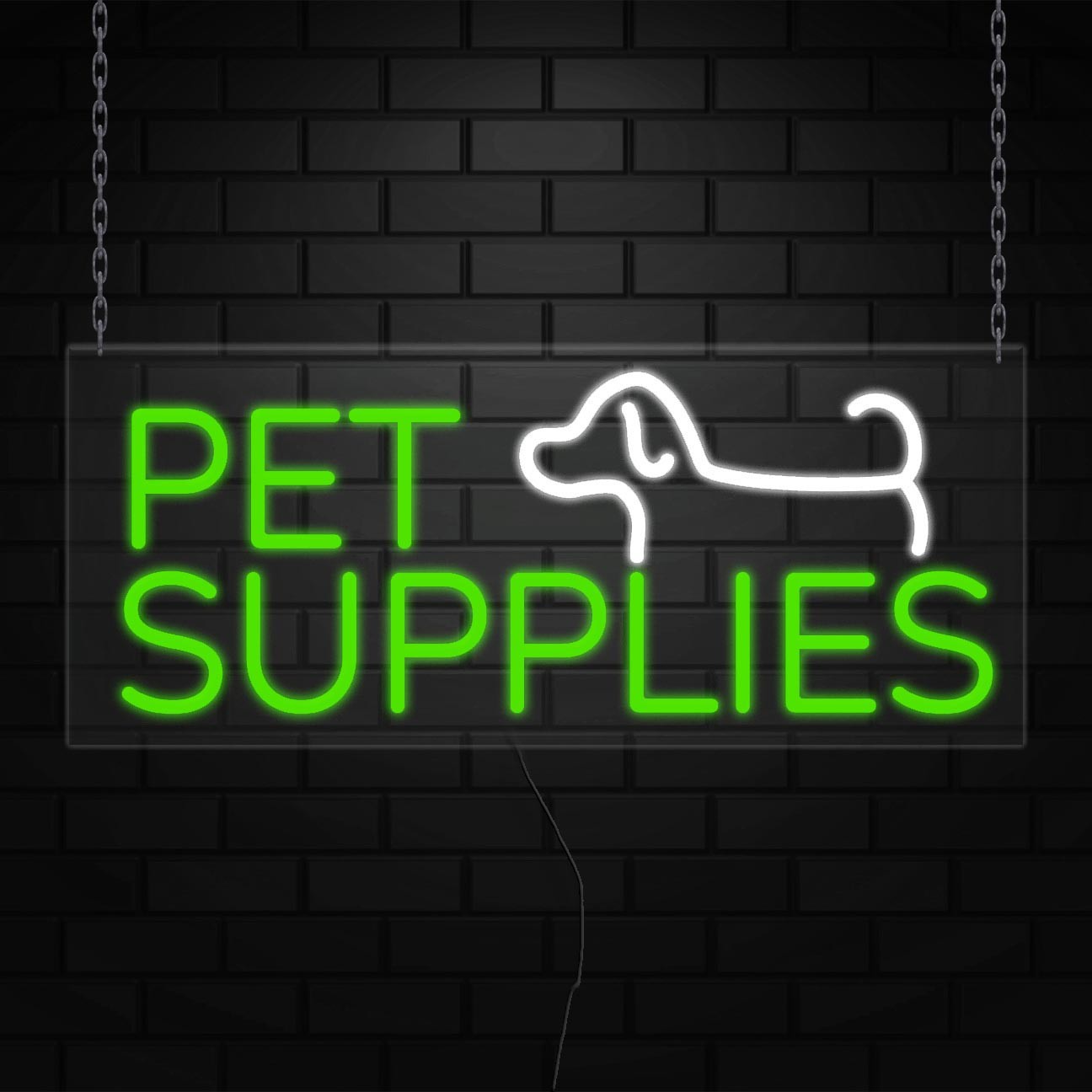 Pet Supplies Sign for Business Displays | LED Flex Neon | 32″W x 13″H x 1″D