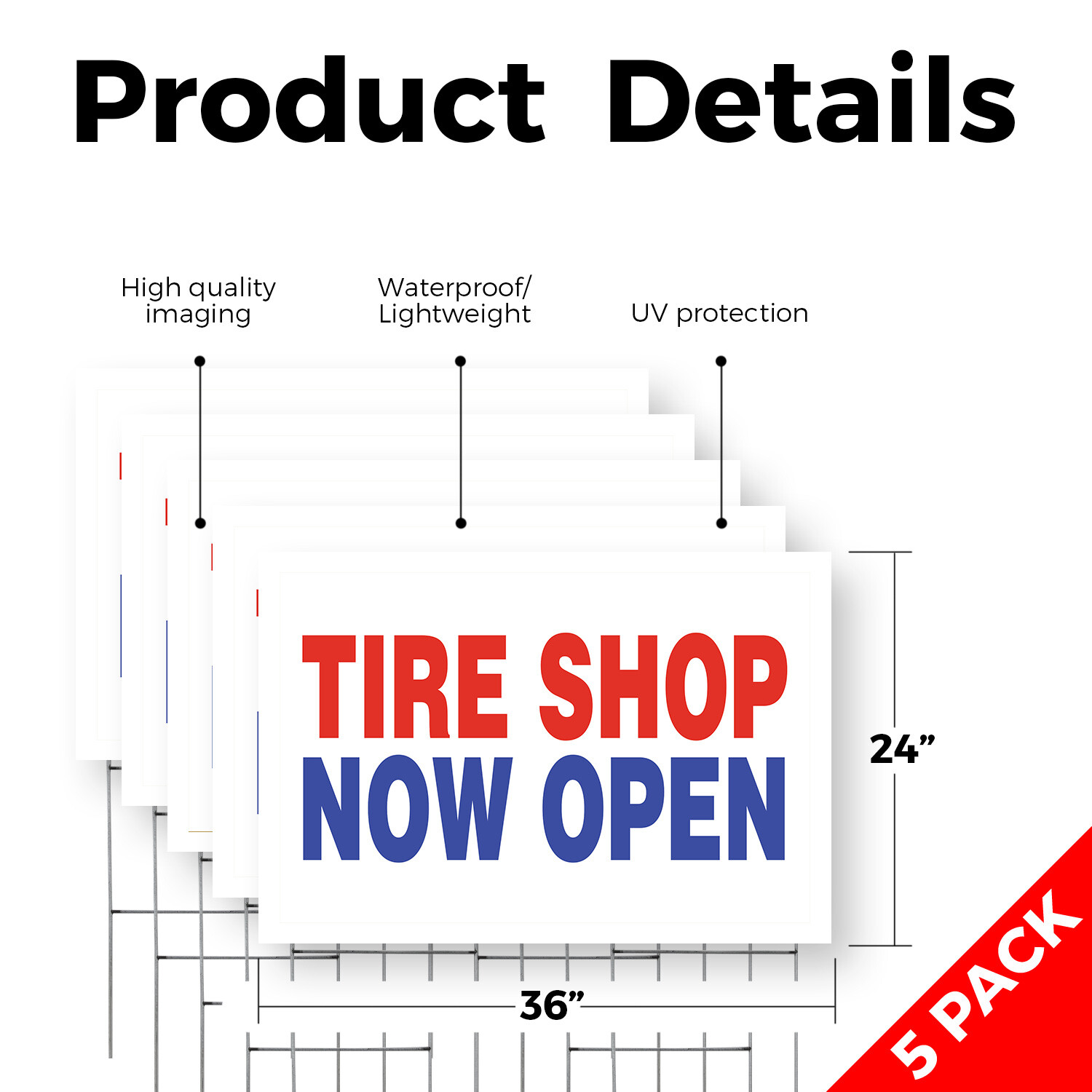 Tire Shop Now Open Yard Sign Grand Opening, Reliable Services, Clear Messaging