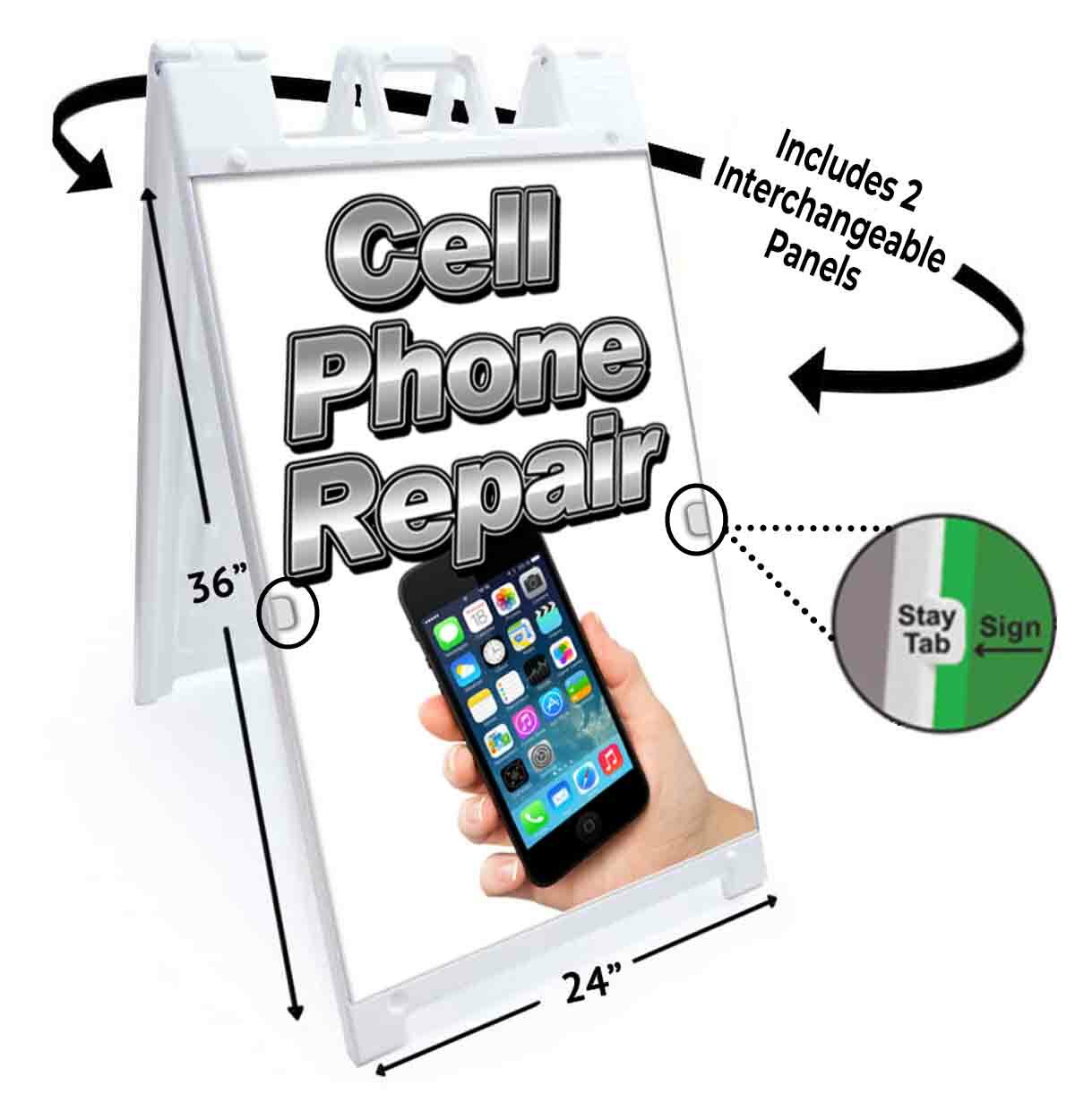 CELL PHONE REPAIR Signicade 24×36 A Frame Sidewalk Sign Double Sided TECHNOLOGY