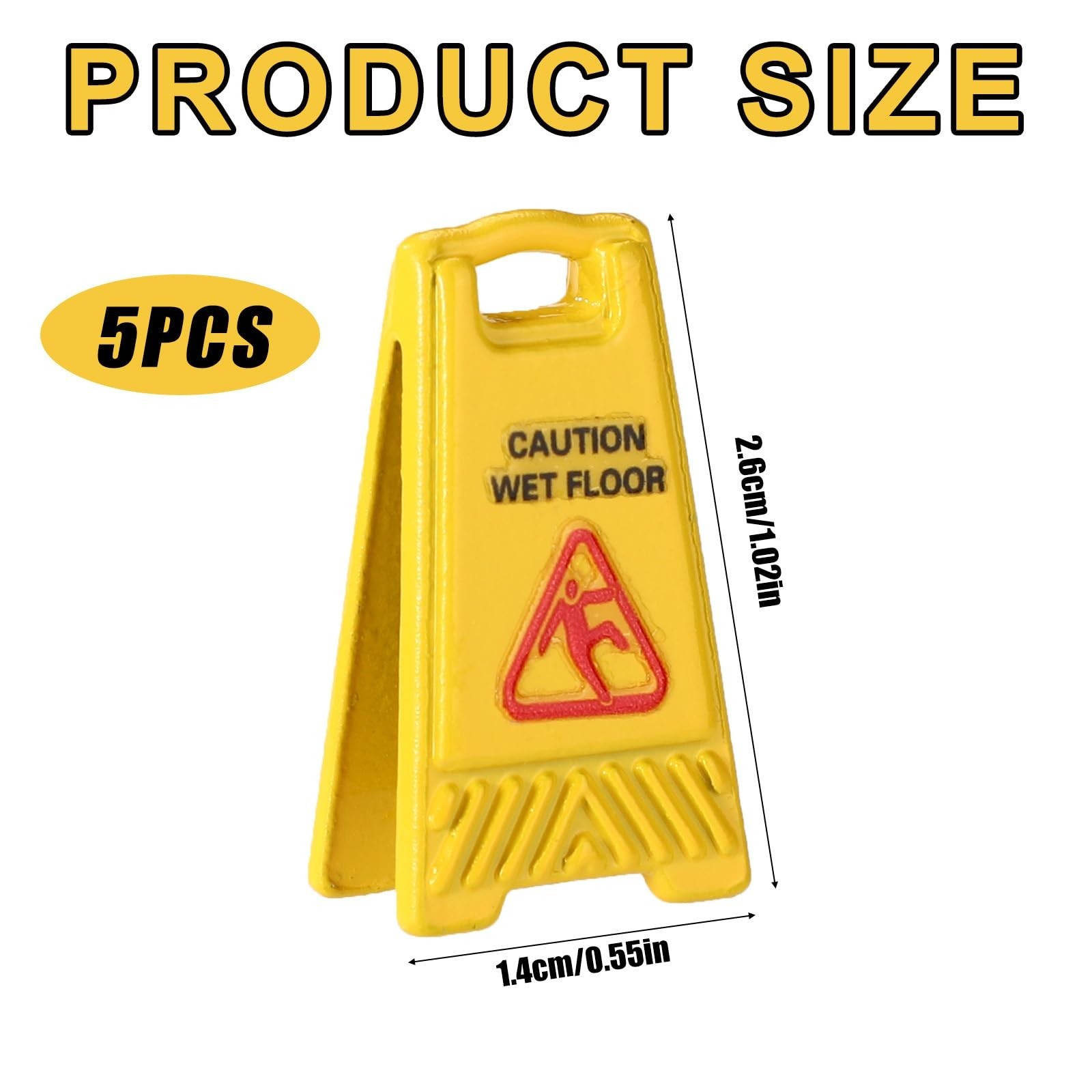 5pcs Miniature Wet Floor Warning Signs, Yellow Dollhouse Wet Floor Warning Si…
