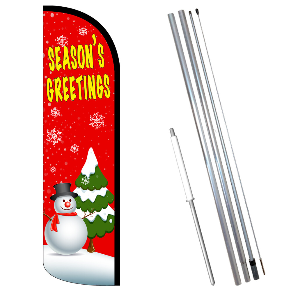 Season’s Greetings Premium Windless Feather Flag Bundle (Complete Kit) OR Optio