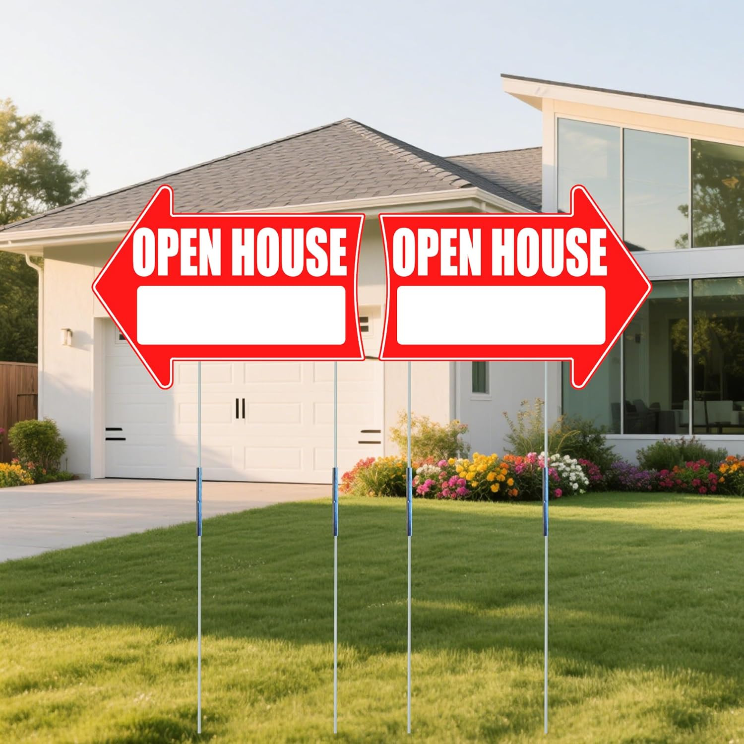 Open House Red Double-Sided Wide Arrow Yard Sign 16″ X 12″ Inch 24 Pcs 13.8″ …