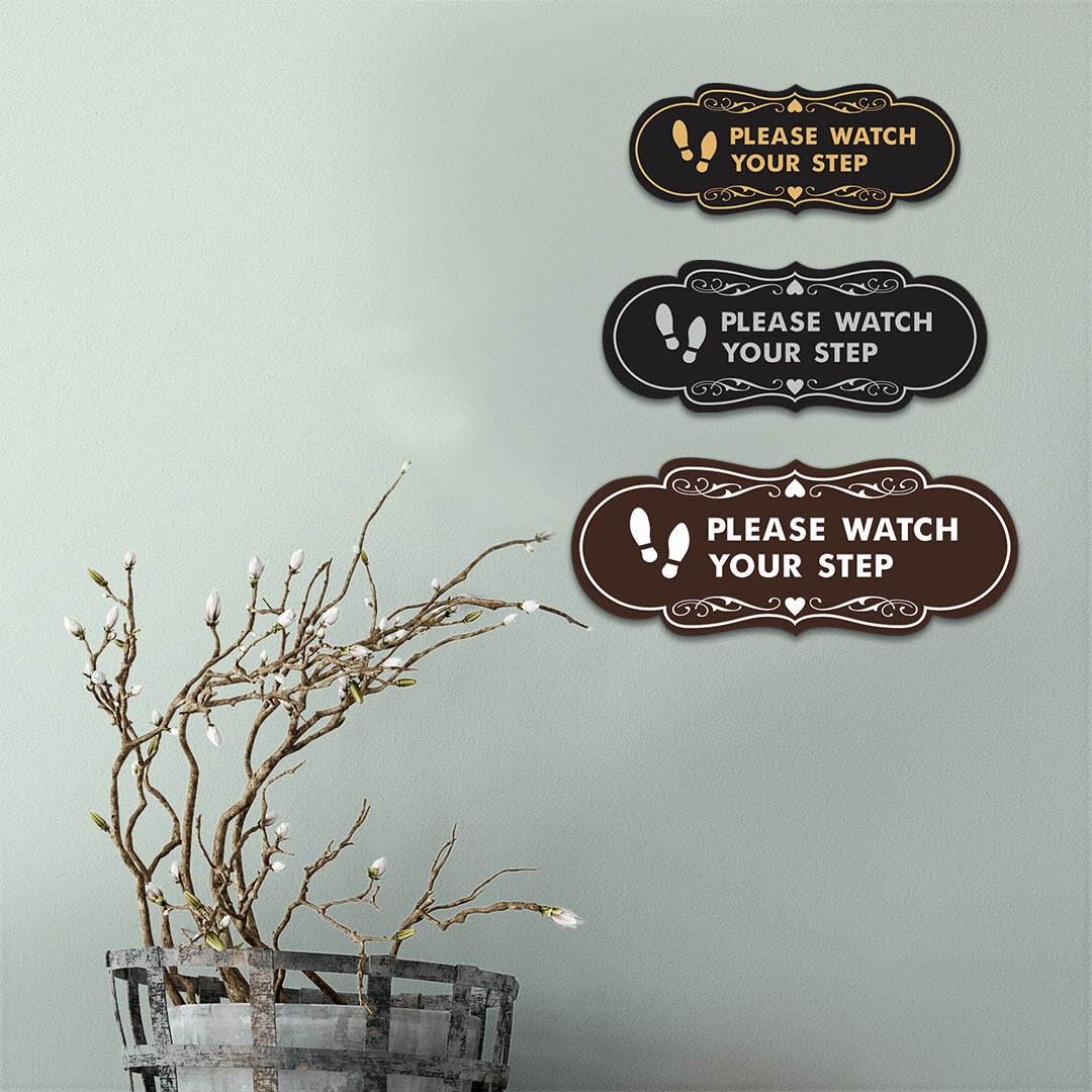 Designer Please Watch Your Step (Footprints) Wall or Door Sign