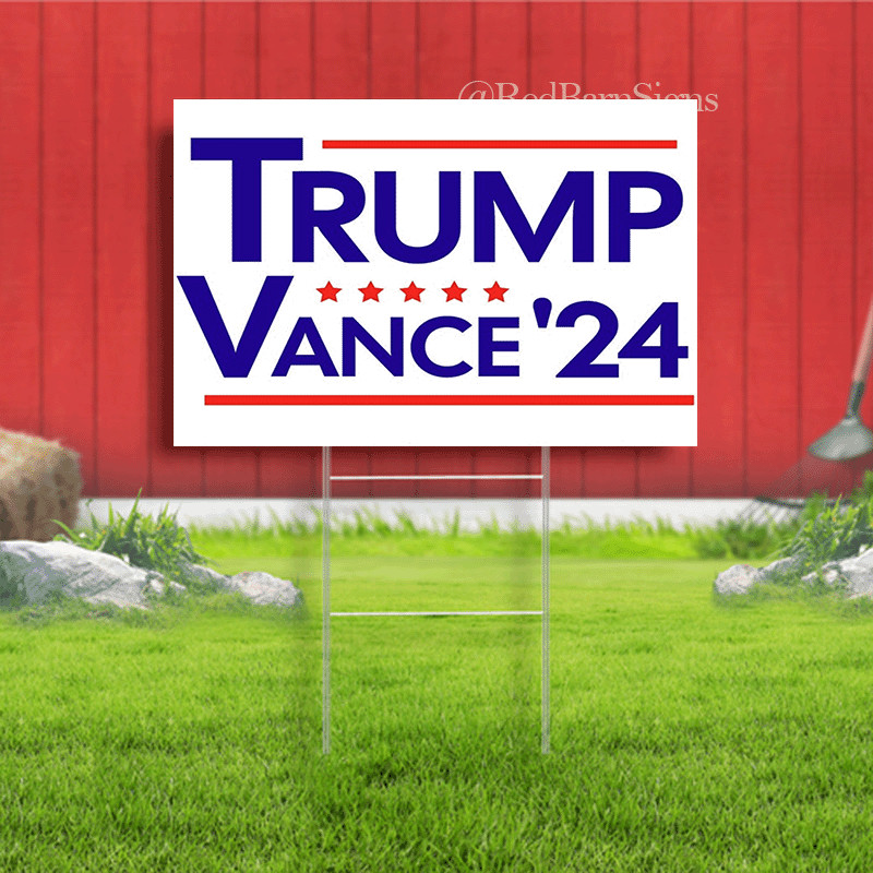 Trump Vance 24 Red White & Blue Political Election Yard sign 2024 Metal H Stake