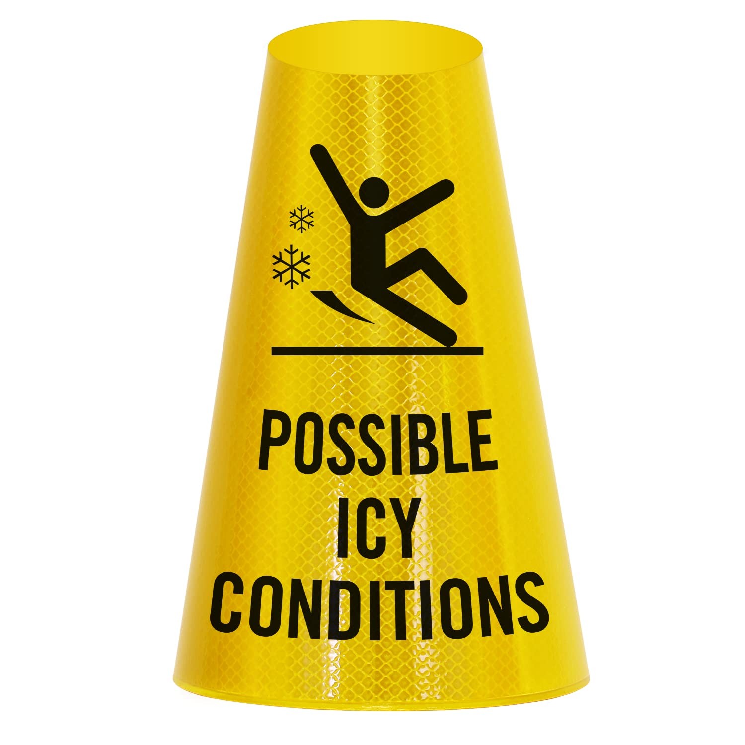Possible Icy Condition Bright Reflective Cone Message Sleeve Warning Sign