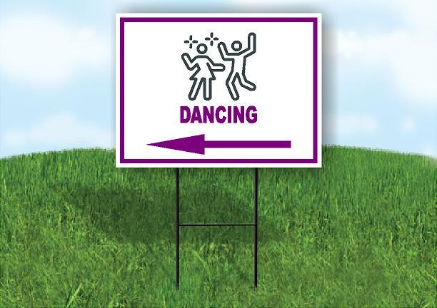 DANCING PURPLE ARROW LEFT Yard Sign Road with Stand LAWN SIGN Single sided