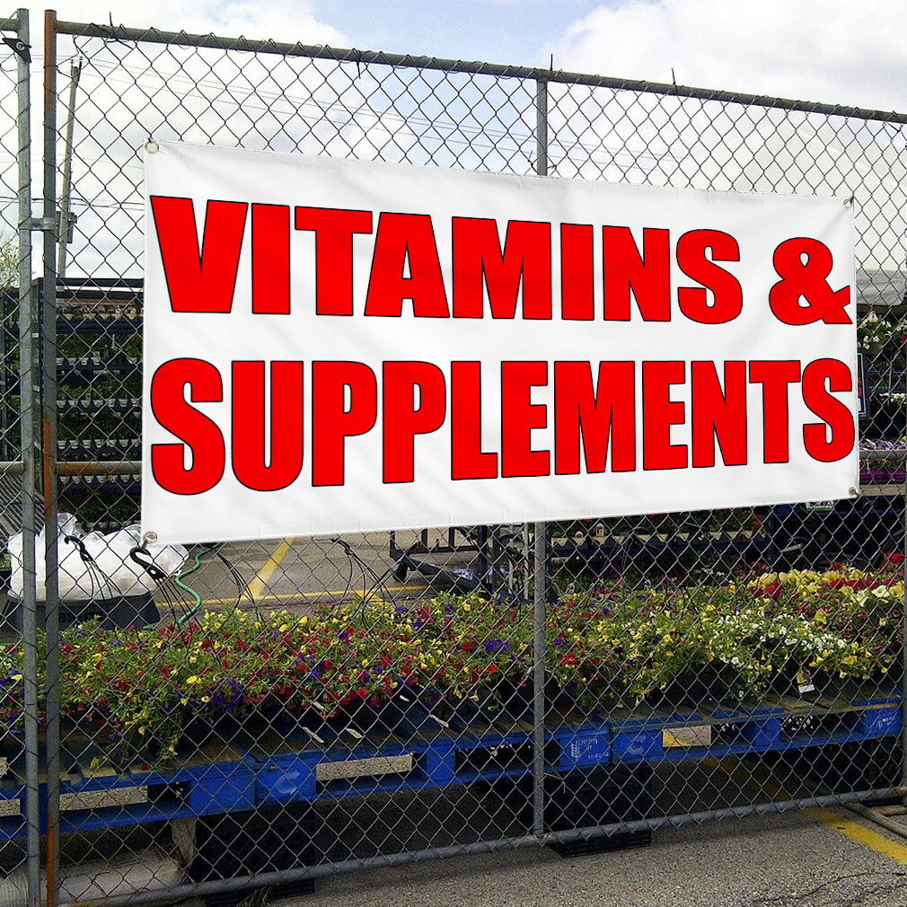 Vinyl Banner Multiple Sizes Vitamins and Supplements Business Pharmacies Outdoor