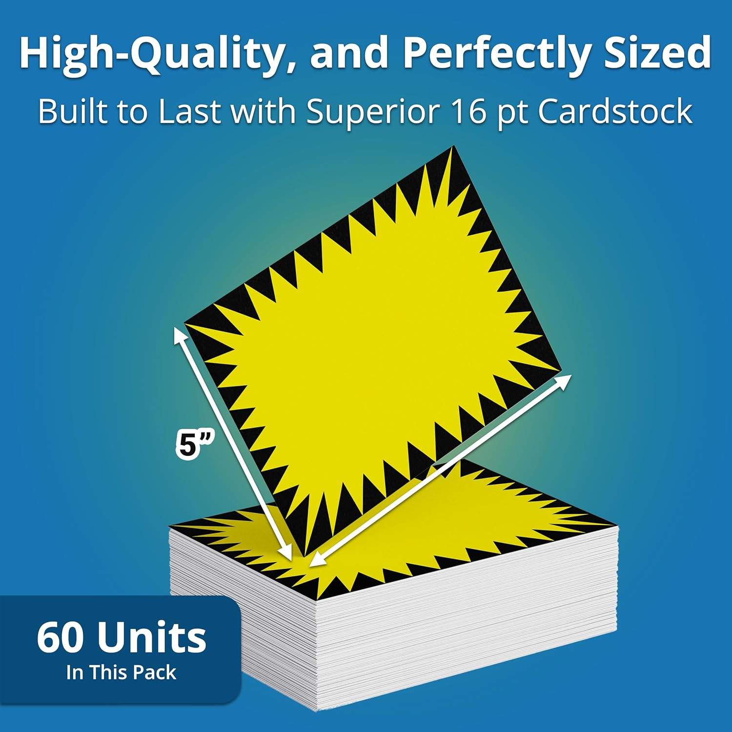 Price Burst 60 Yellow Sign Pack. Boost Sales with Bright Display Tags. Durable,