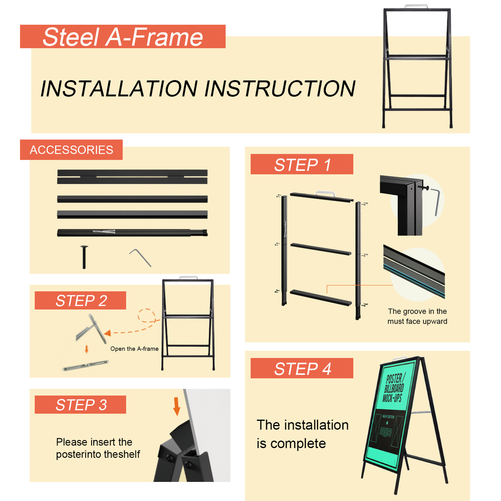 A Heavy Duty A-Frame Sidewalk Sign 24 x36 Inch, Sidewalk Sign