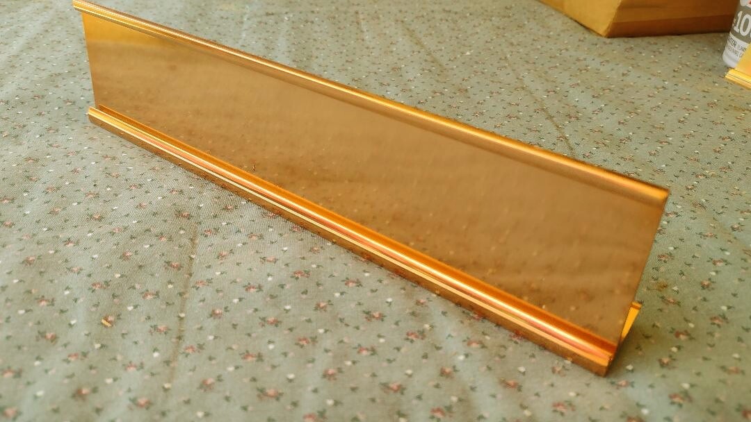 BRIGHT GOLD COLOR ANODIZED ALUMINUM Office Desk Name Plate Holder – 2″ x 10″