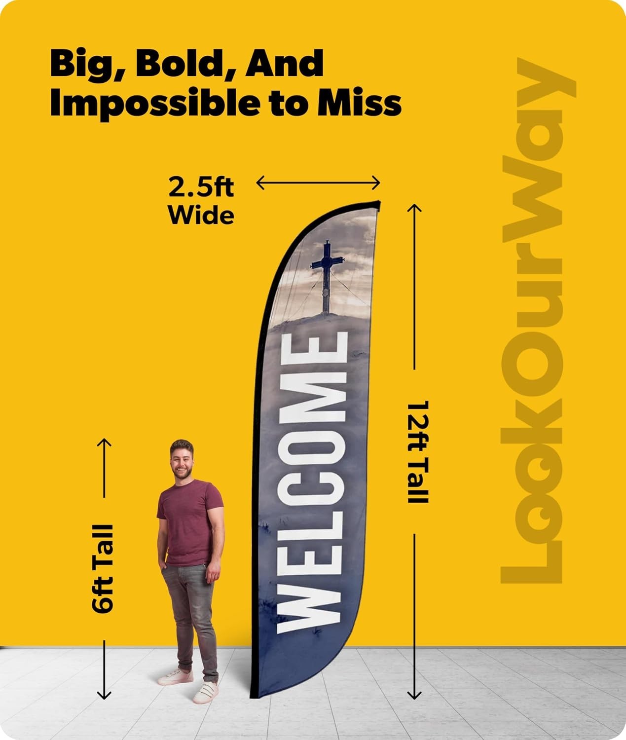Feather Flag Banner – 12 Feet Tall Advertising Flags for Outdoor Business and…