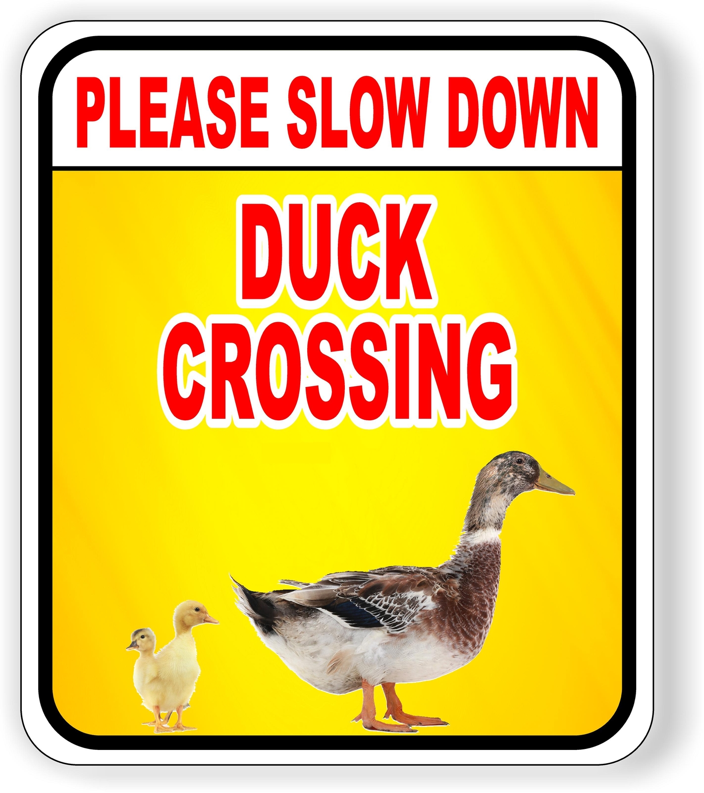 PLEASE SLOW DOWN DUCK CROSSING Aluminum Composite Sign