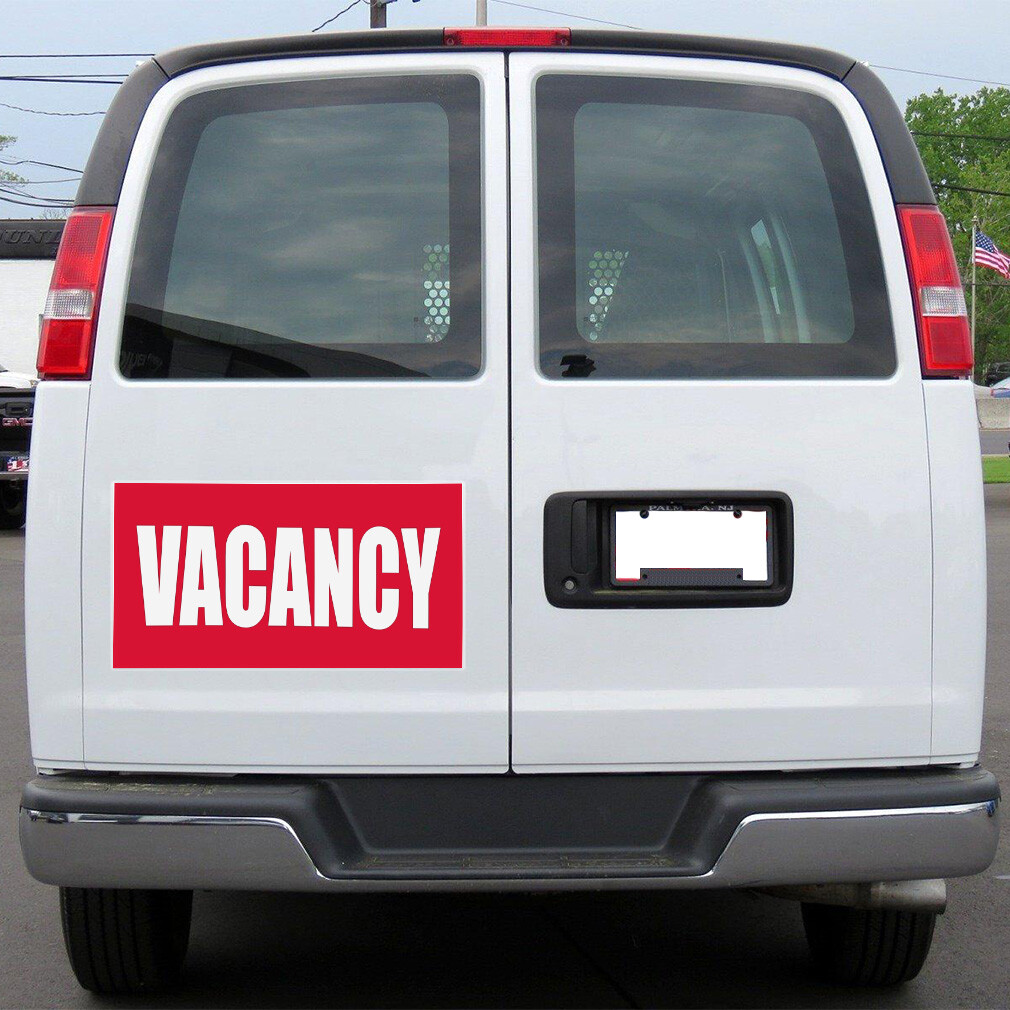 Car Magnet Set of 2 Vacancy Promotion Business Car Advertising Industrial Sign