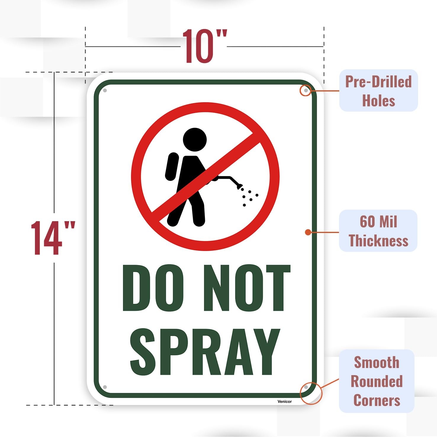 No Spray Pesticide Sign Aluminum Do Not Spray Sign 14X10″ 2PC