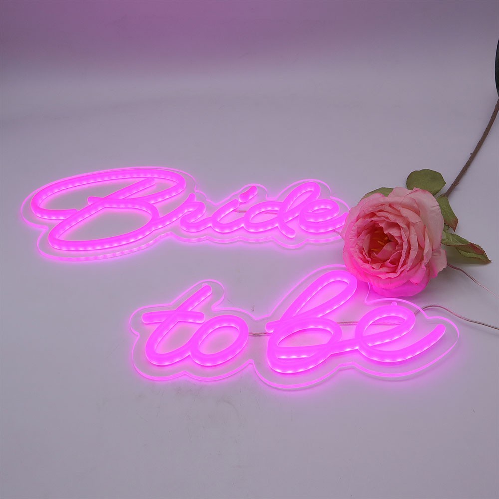 LED Neon Sign Bride to be,Integrative Sign Length 6.53X15.63+5.39X11.97 in(Pink)