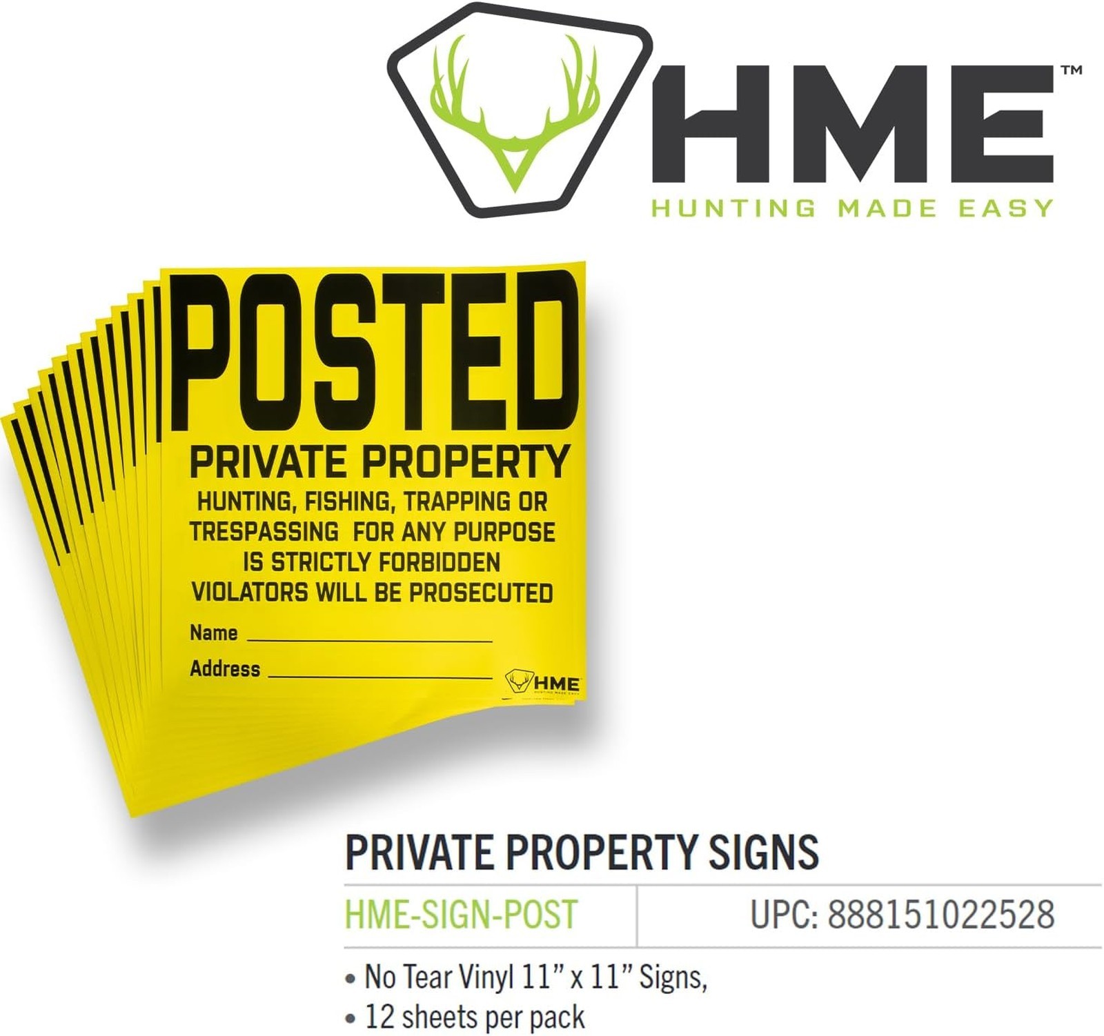 Private Property Signs No Tear Vinyl 11×11 Inches 12 Pack for Boundaries and