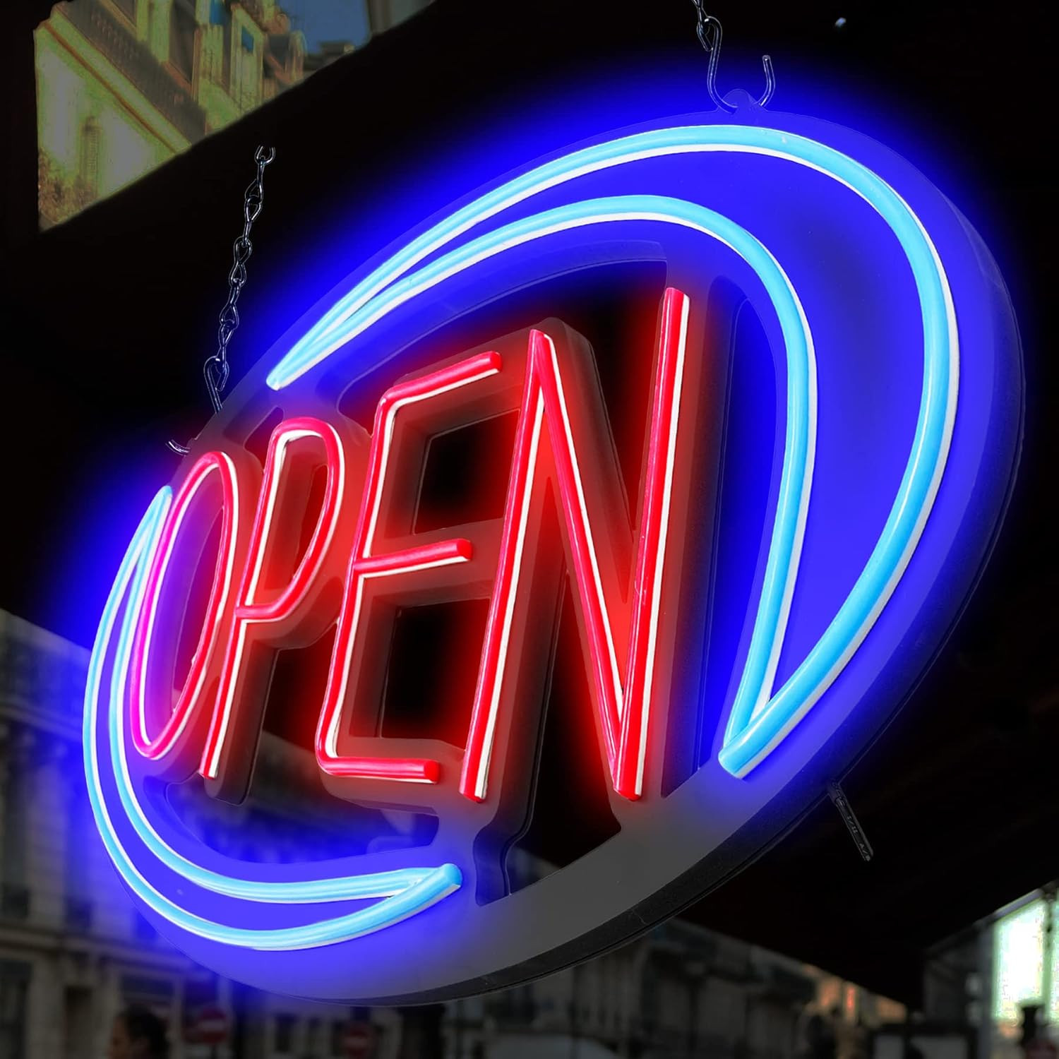 Bright LED Open Sign for Business – 32X16 Inch with Remote Control & Flashing