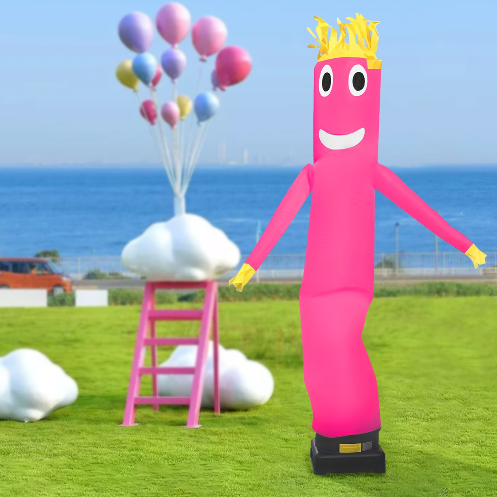 10ft Advertising Inflatable Tube Men, Waving Inflatable Tube Guy Pink