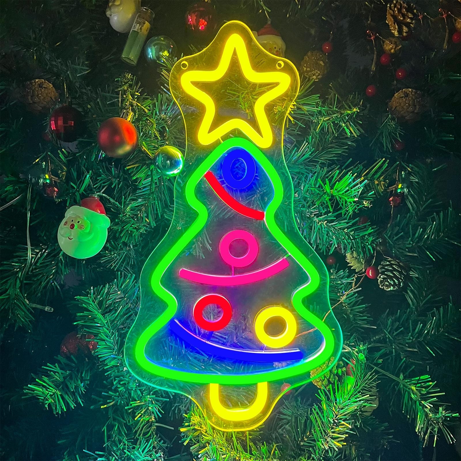 Christmas Tree Neon Sign, Xmas Trees LED Neon Signs for Wall Decor Art, USB P…