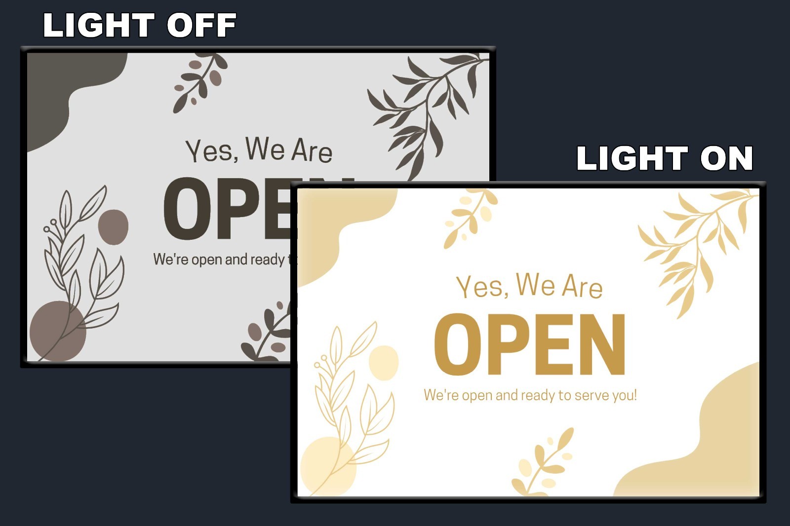 LED We’re Open Sign Light Box Wall Mounted Backlit Business Store Display