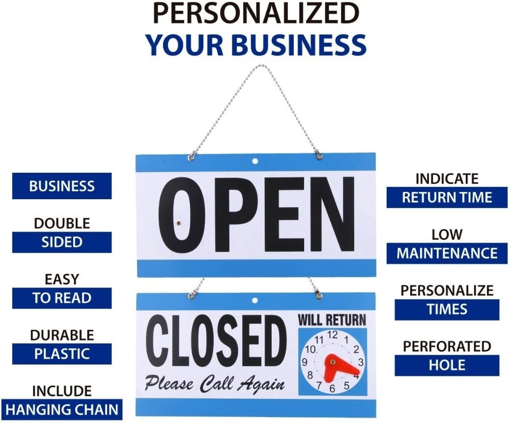 Customizable Open & Closed Business Hours Sign – Ideal for Retail & Cafes