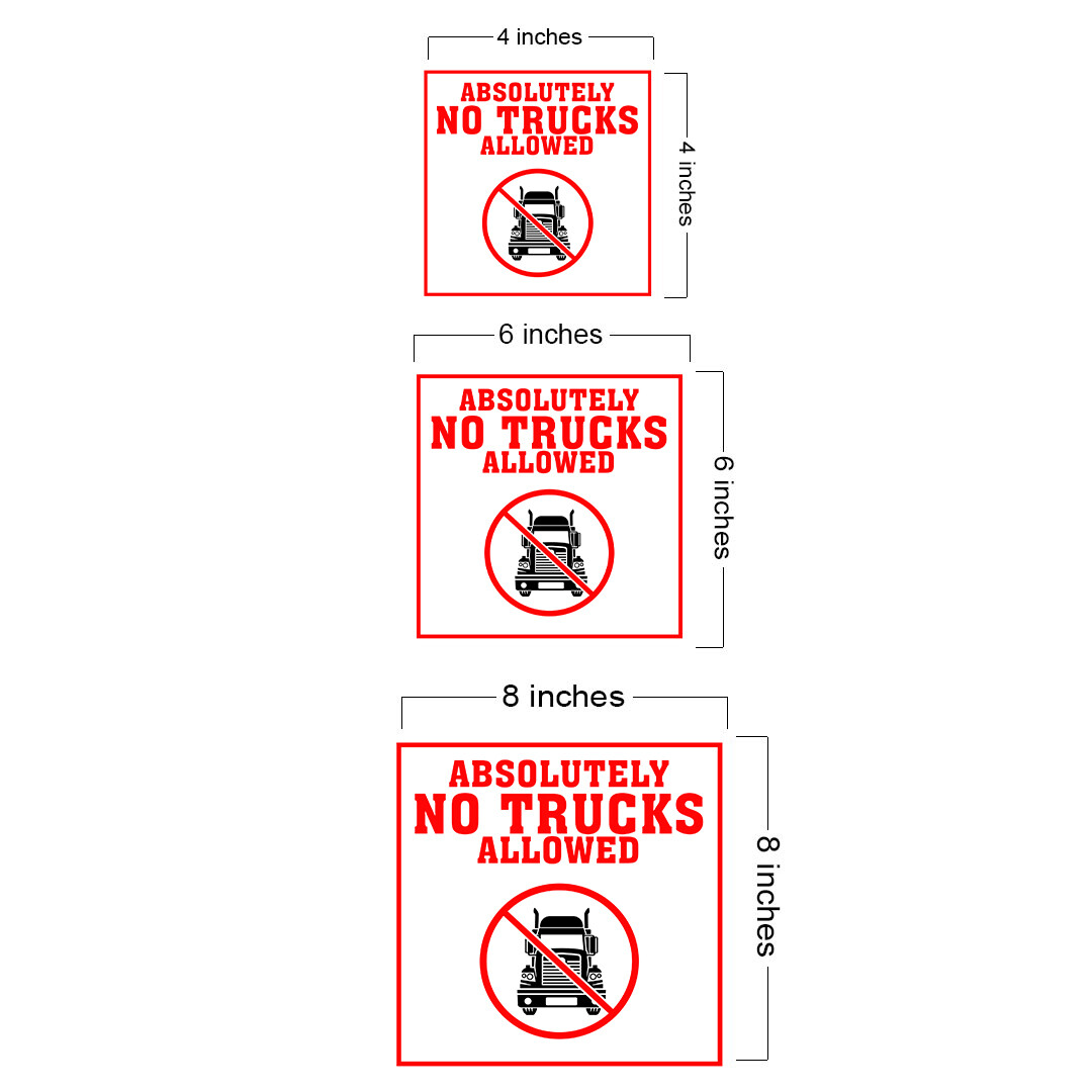 Square Plus Absolutely No Trucks Allowed Wall or Door Sign