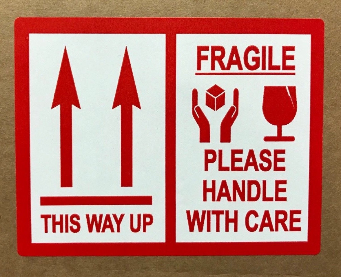Red – This Way Up / Fragile Packing Stickers – 103 x 80mm – Different Pack Sizes