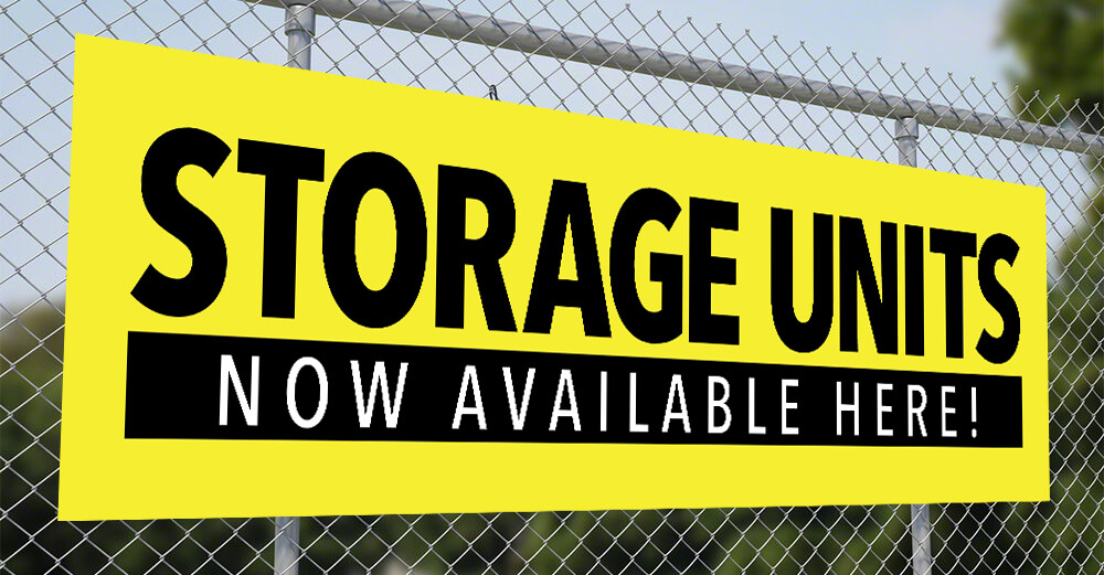 STORAGE UNITS AVAILABLE Banner – Outdoor Vinyl Sign Flag for Self Storage Unit