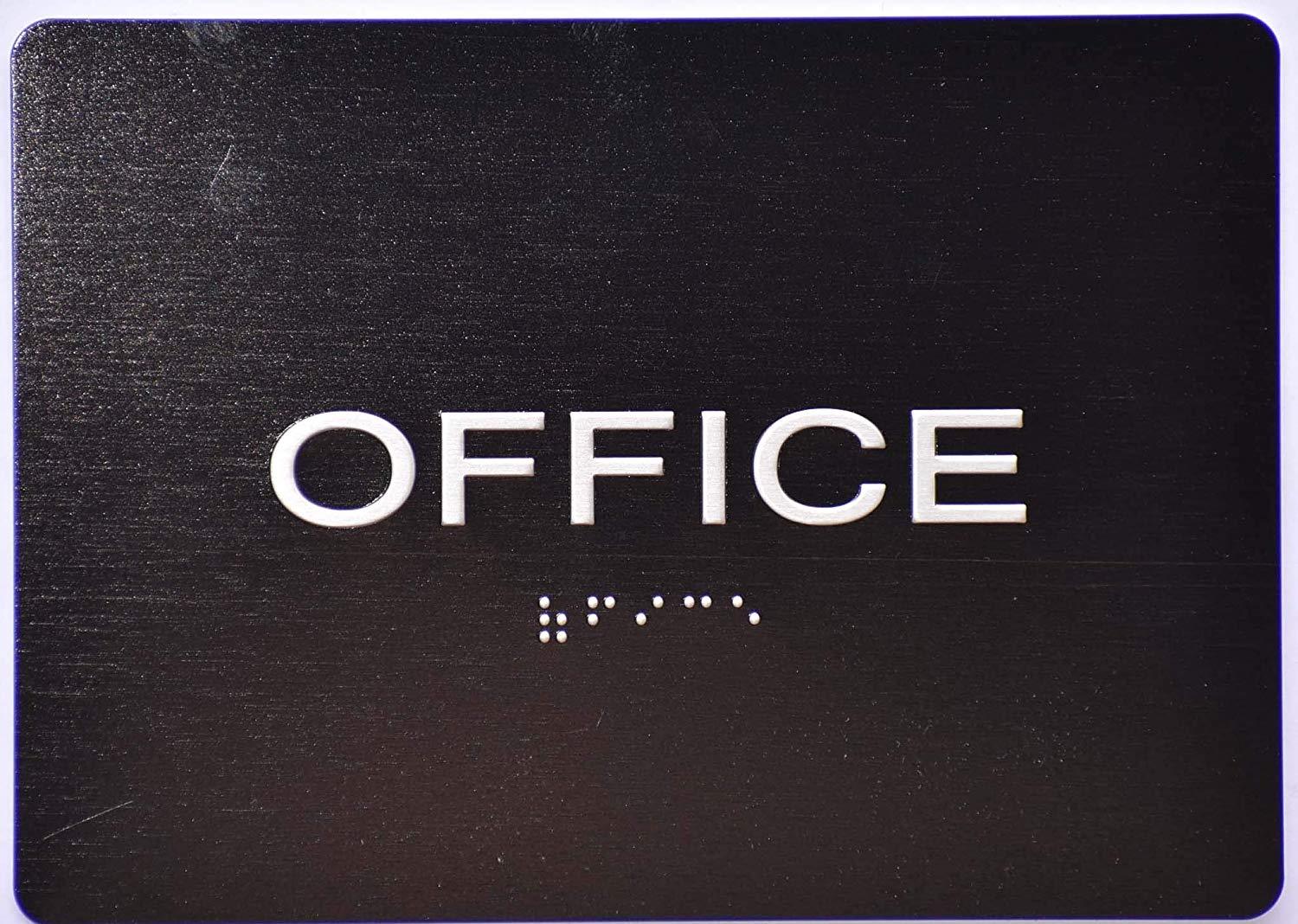 Office Door Sign -Black(Aluminium, Black/Silver,Size 5×7) The…REF24-1027