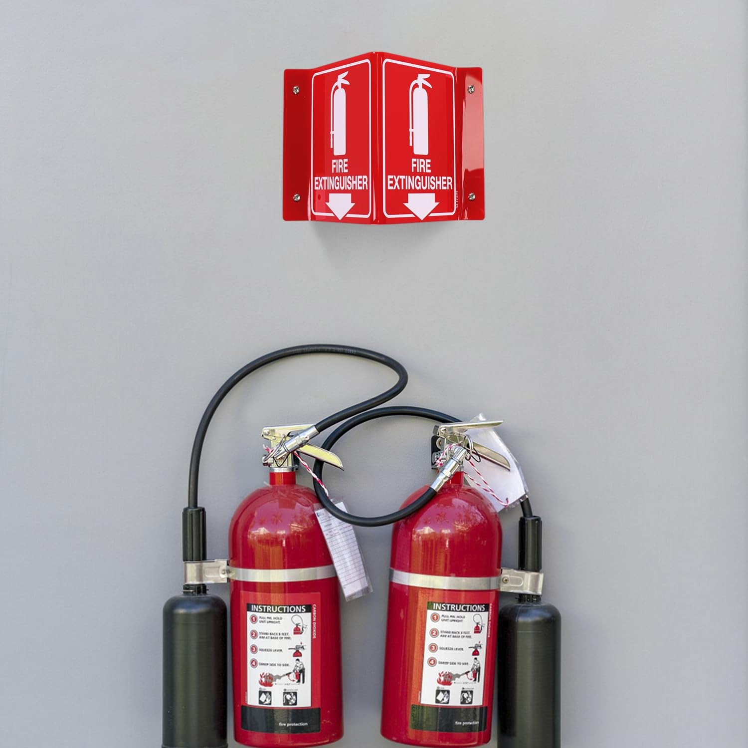 Fire Extinguisher Sign, Fire Extinguisher with Down Arrow – 4 Pack – 8 x 6 In…