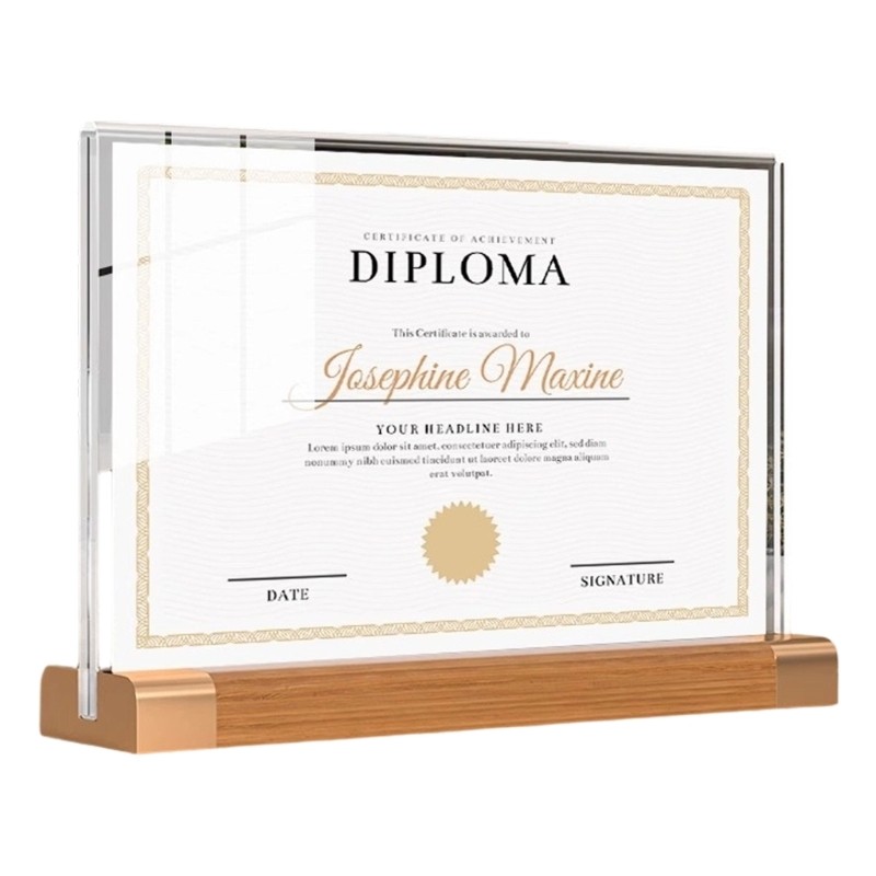 Multipurpose A 5 Acrylic Tabletop Document Holders Menu Stand With Golden Base