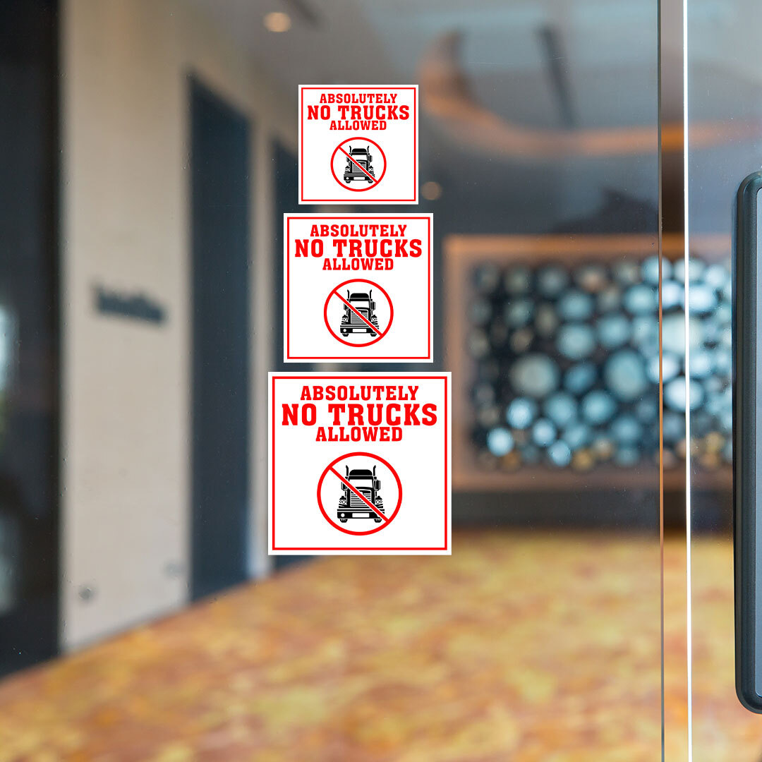 Square Plus Absolutely No Trucks Allowed Wall or Door Sign