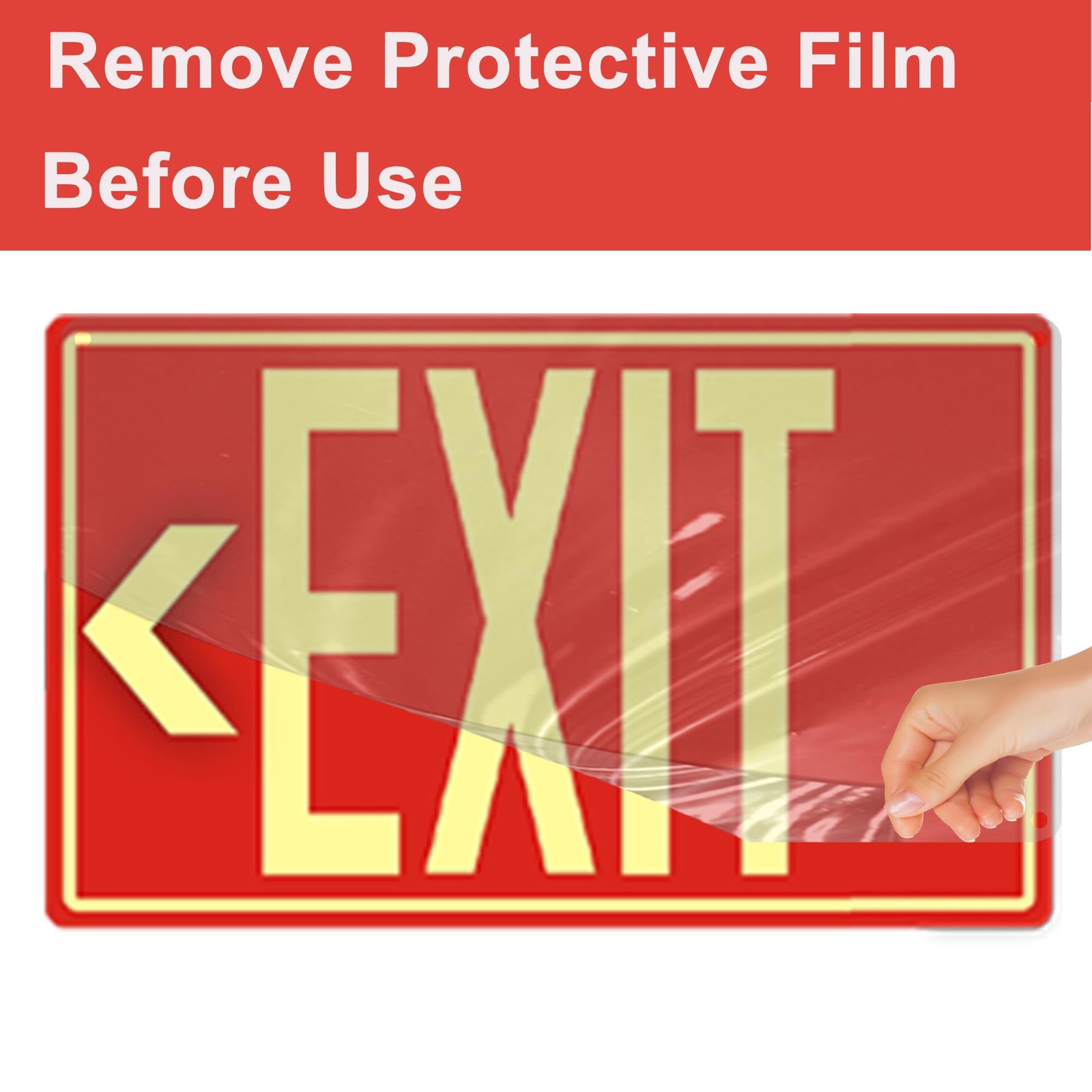 Photoluminescent Exit Sign 12×7 Inch Glow In The Dark SelfAdhesive 5 PCS