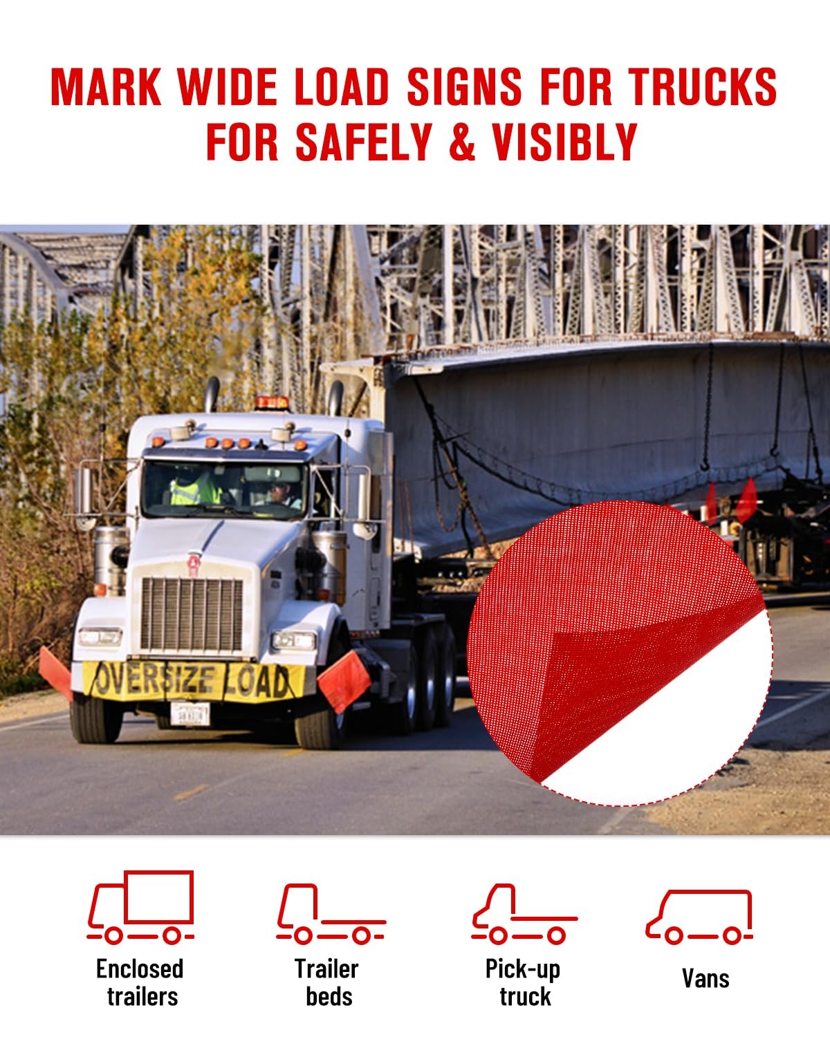 Venussar Safety Flags for Trucks with Heavy Duty Magnets Kit, Pack of 4 Warni…