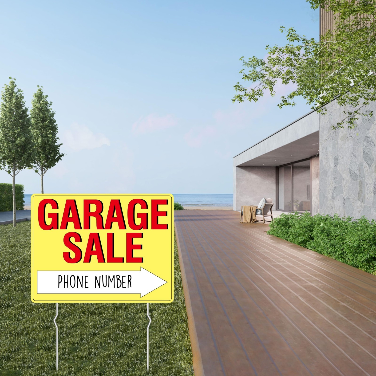 3PCS Double-Sided Garage Sale Signs with 6 Metal Stakes & 960 Price Labels – Bri