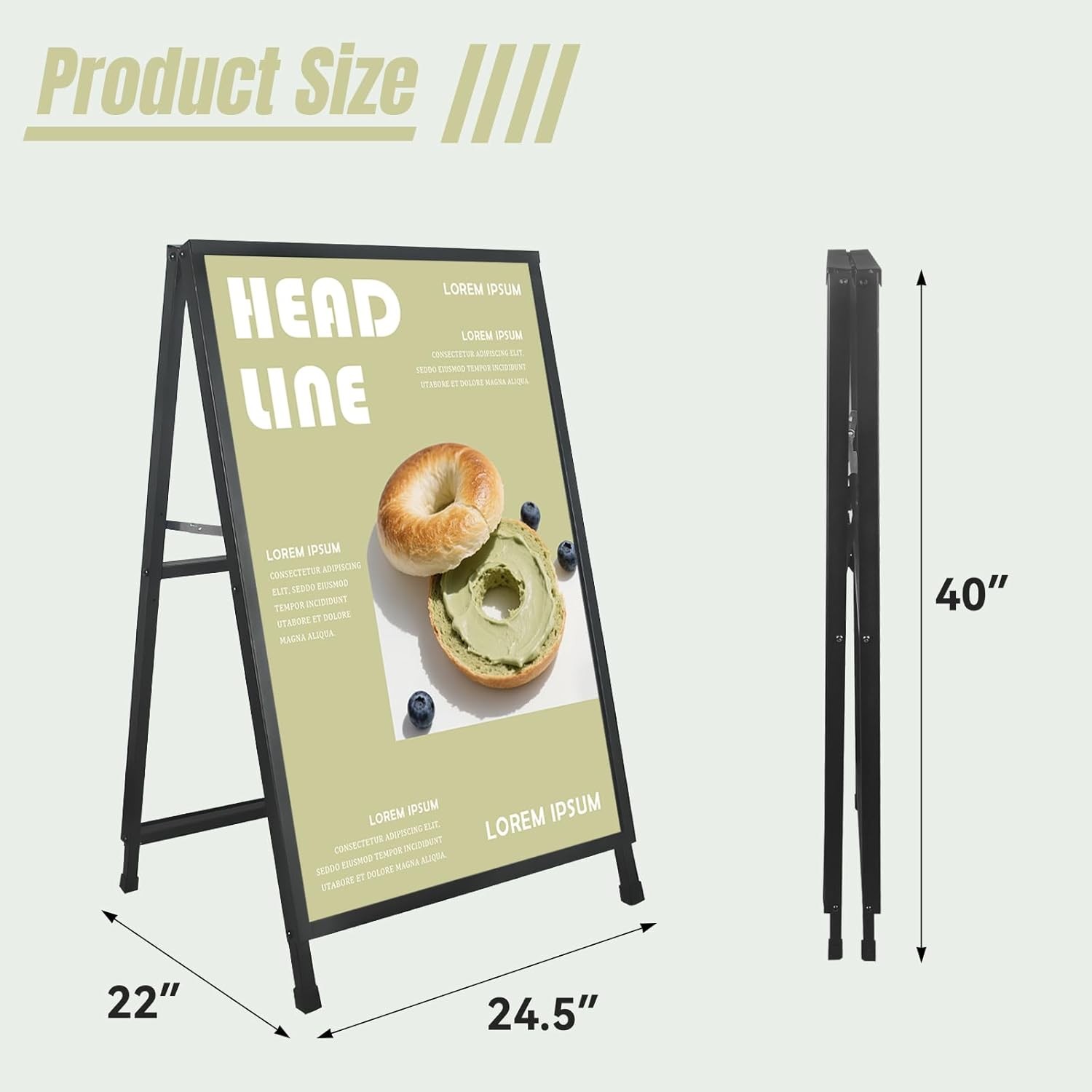 A Frame Sign 24x 36 Inch Heavy Duty Sandwich Board Double-Sided Folding Sign