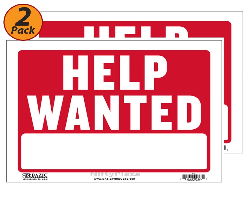 2 Pack – HELP WANTED Sign 9 inch x 12 inch Bright and Highly Visible – Fast SHIP