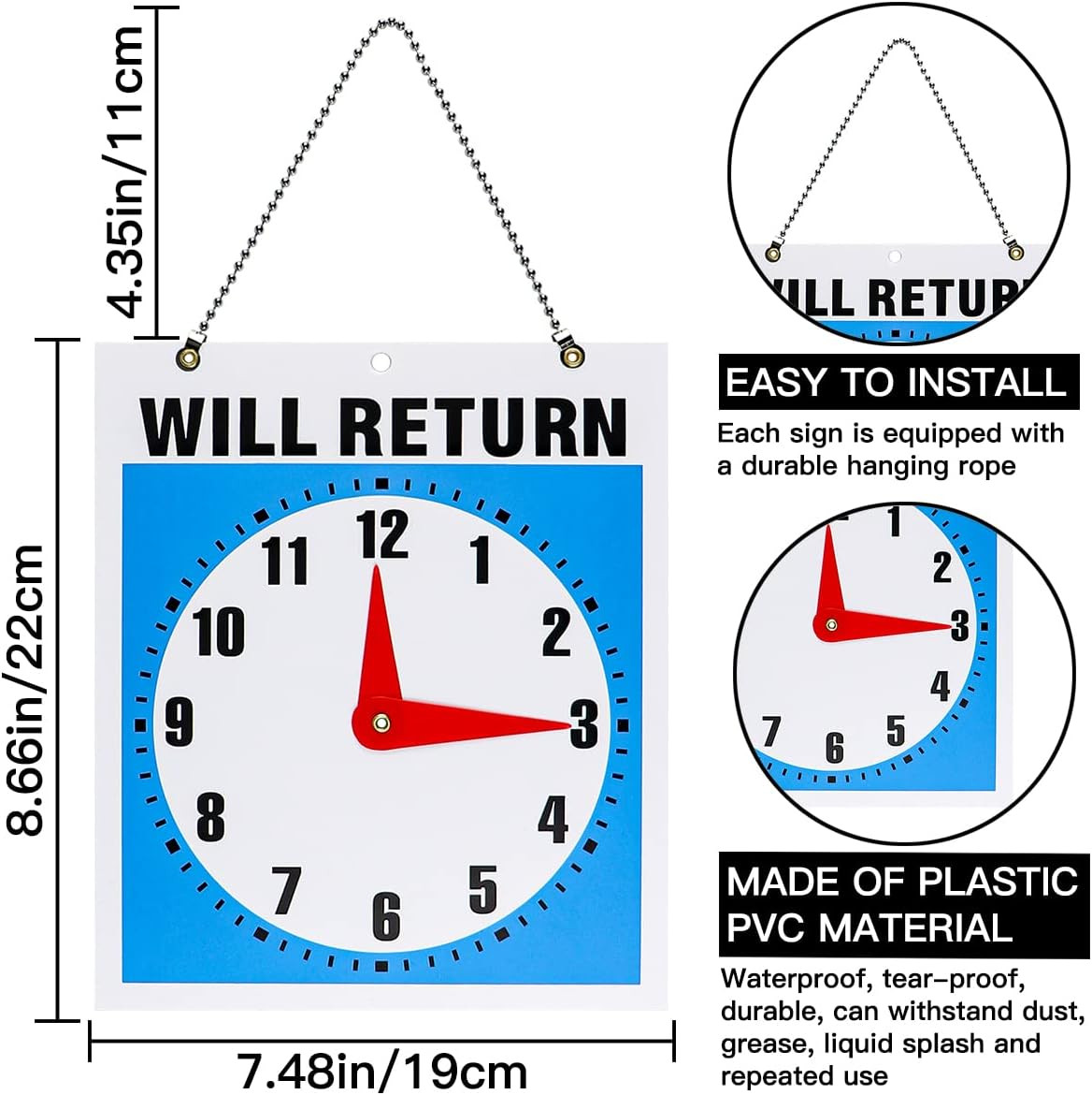 1Pcs Double- Sided Come in/Open/Will Return Sign with Clock Hands, Open and Clos